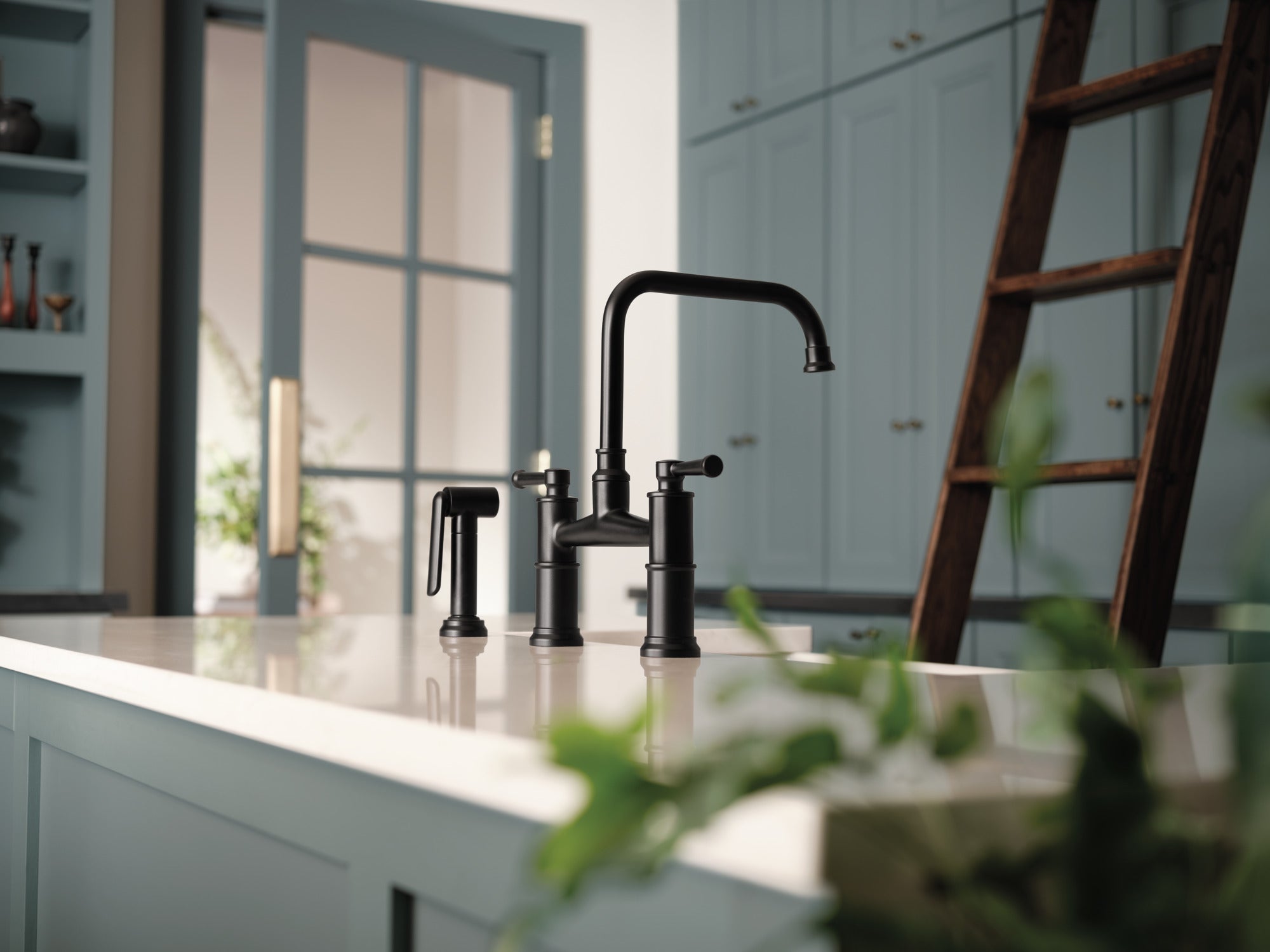 matte black bridge faucet