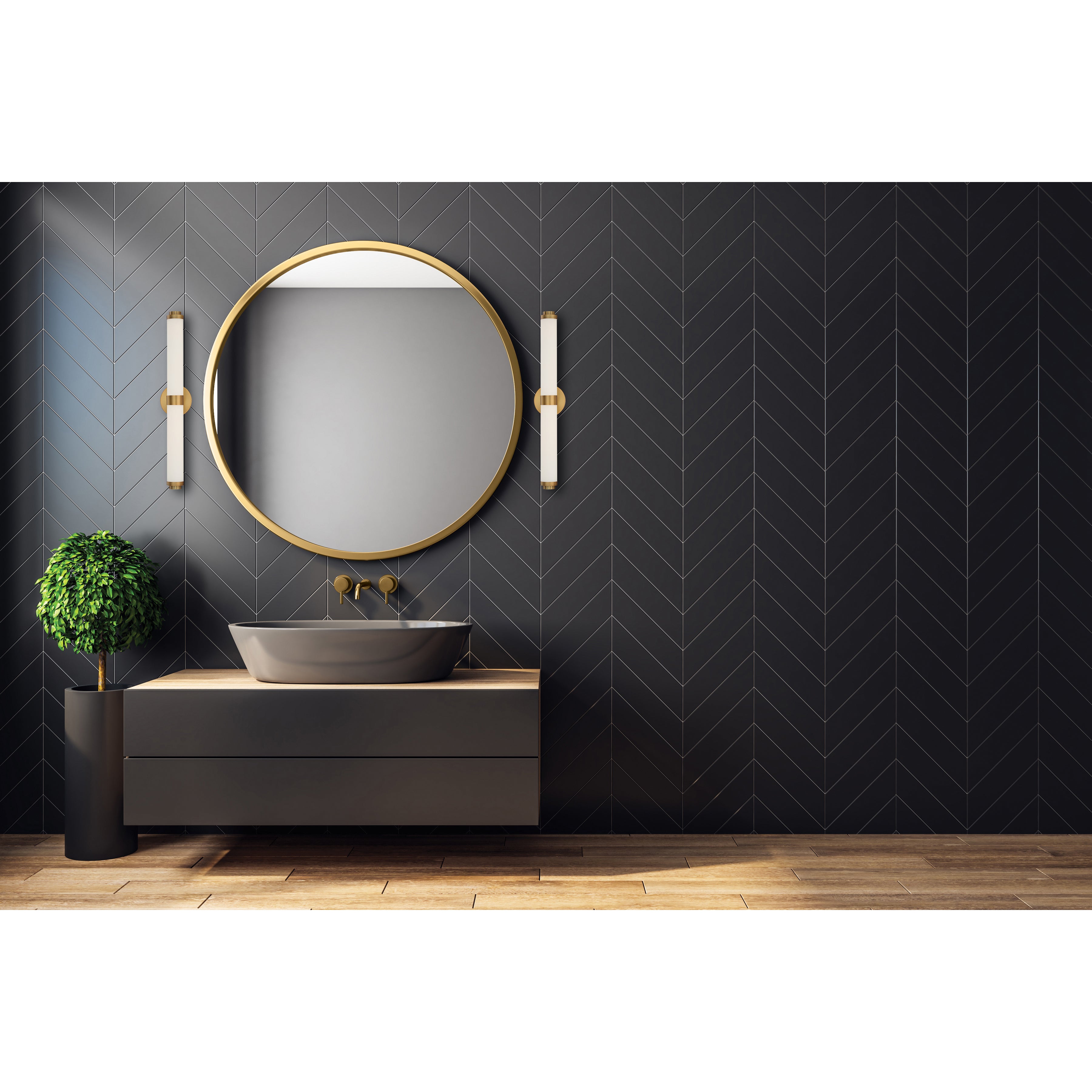 brushed gold led vanity
