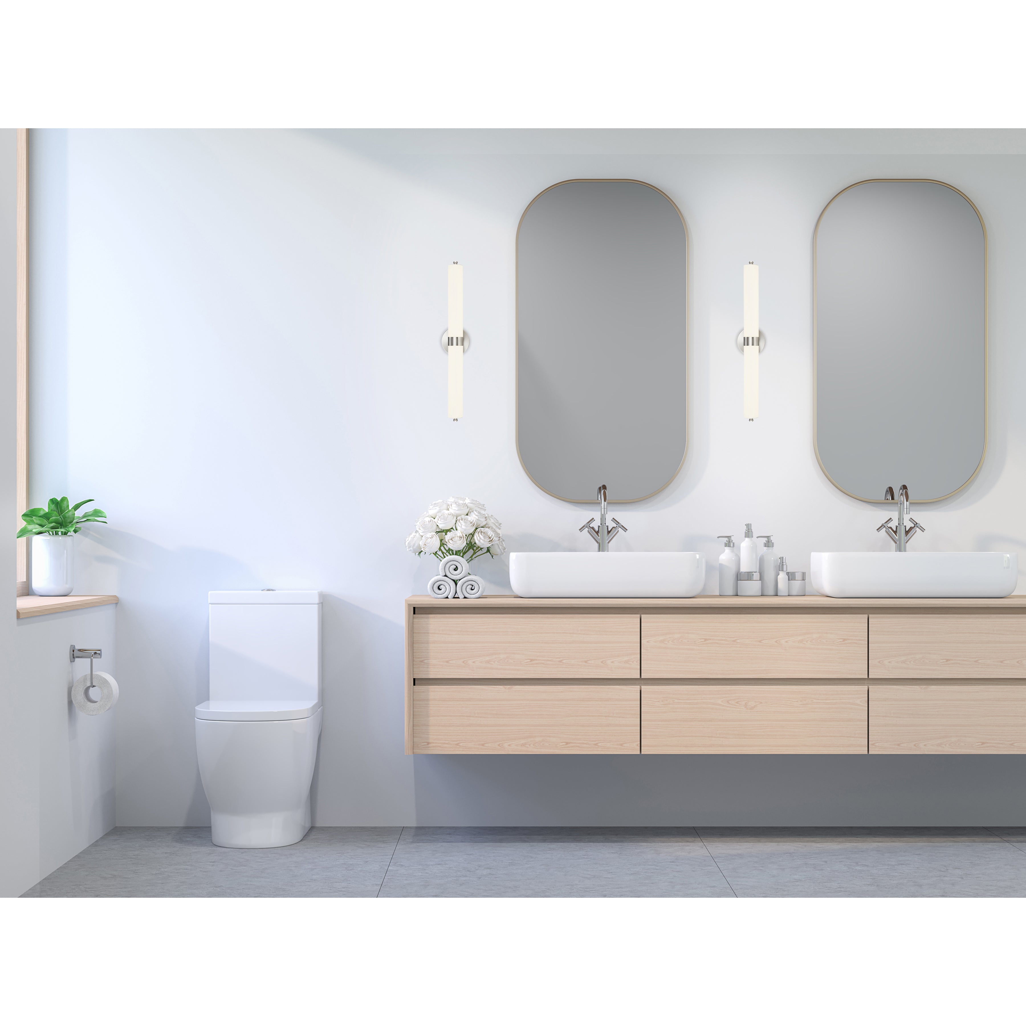 brushed steel led vanity