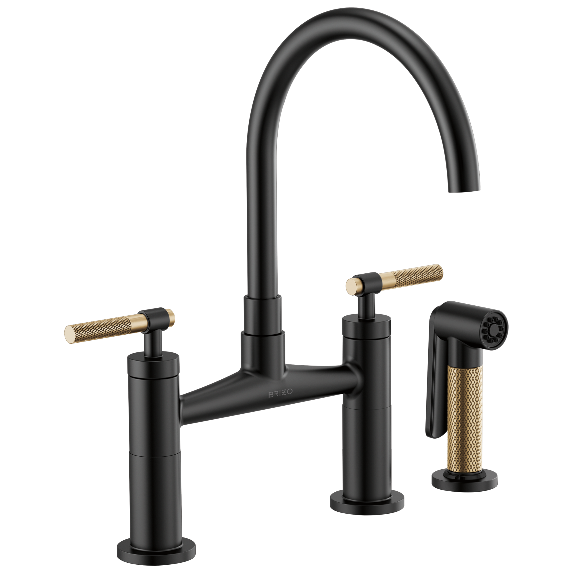 Brizo Litze Bridge Faucet with Arc Spout and Knurled Handle by Brizo