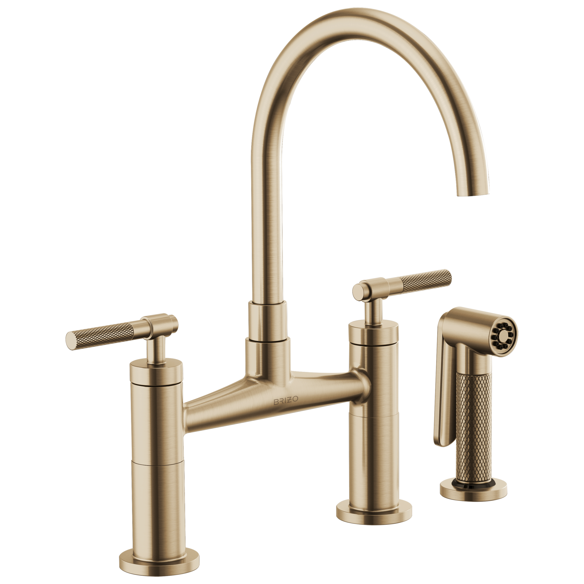 Brizo Litze Bridge Faucet with Arc Spout and Knurled Handle by Brizo