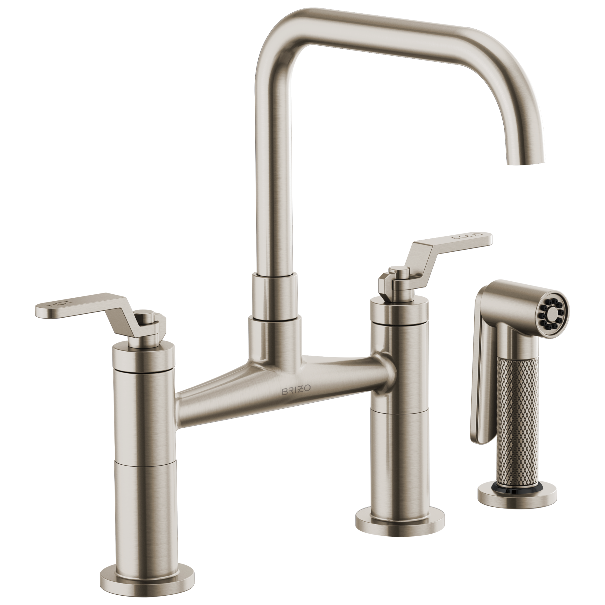 Brizo Litze Bridge Faucet with Square Spout and Industrial Handle by Brizo
