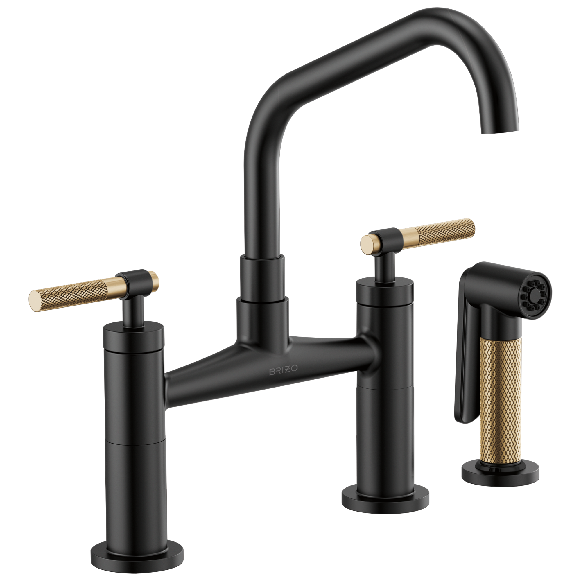 matte black / luxe gold bridge faucet