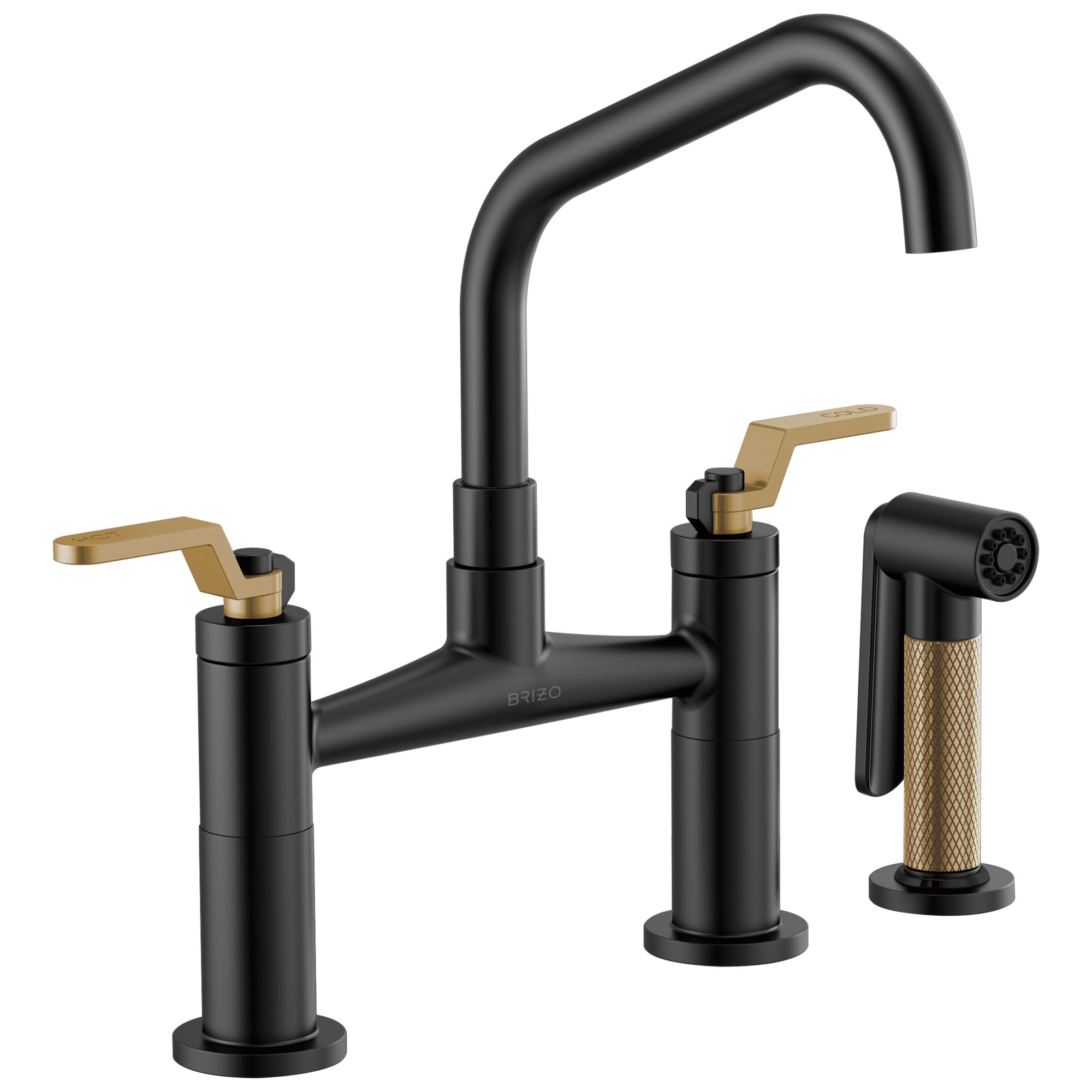 matte black / luxe gold bridge faucet