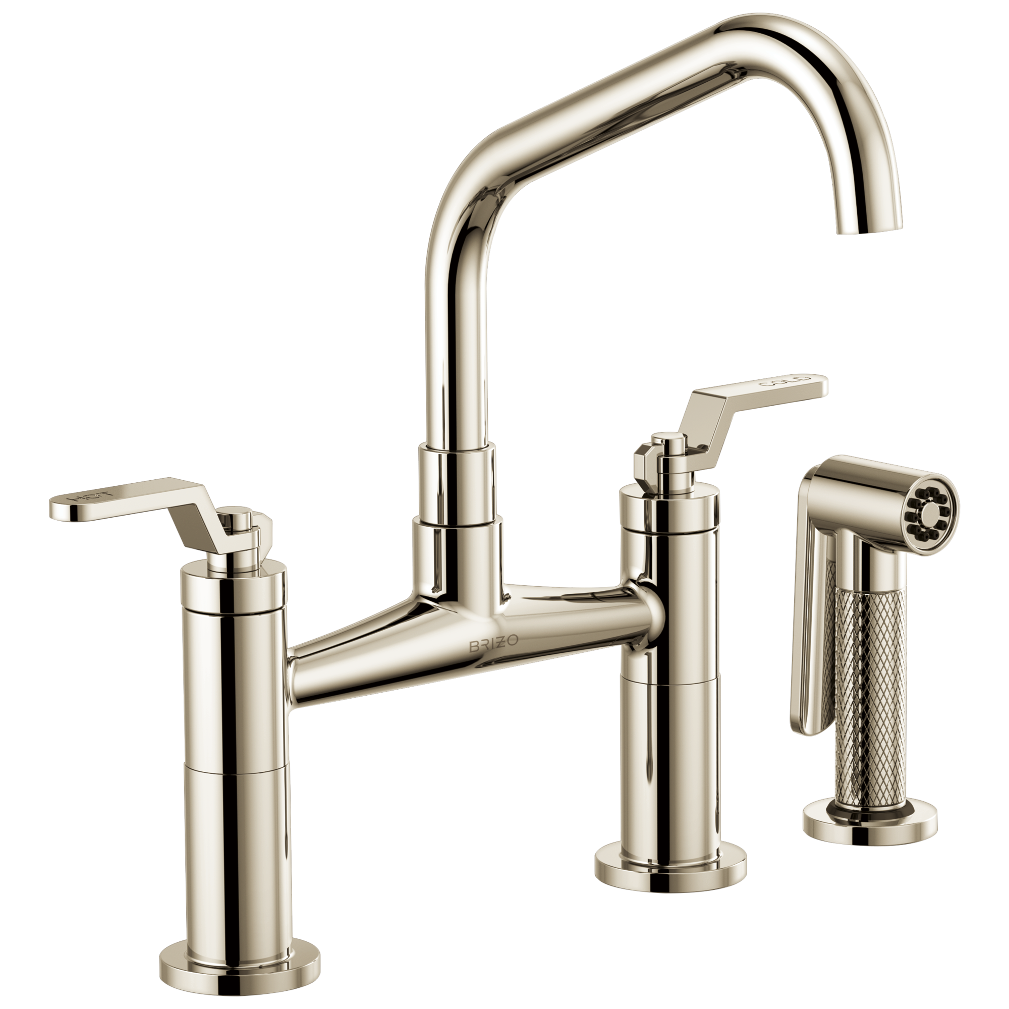 polished nickel bridge faucet