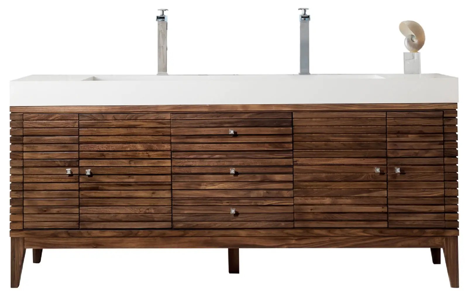 James Martin Linear 72" Double Vanity Set - Mid-Century Walnut by James Martin Vanities