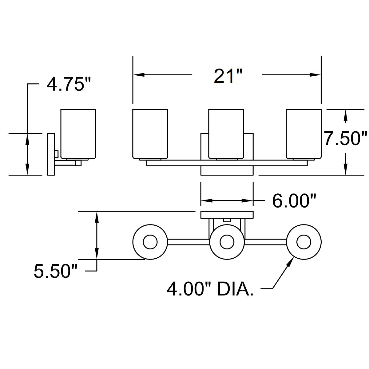brushed steel 3 light led vanity