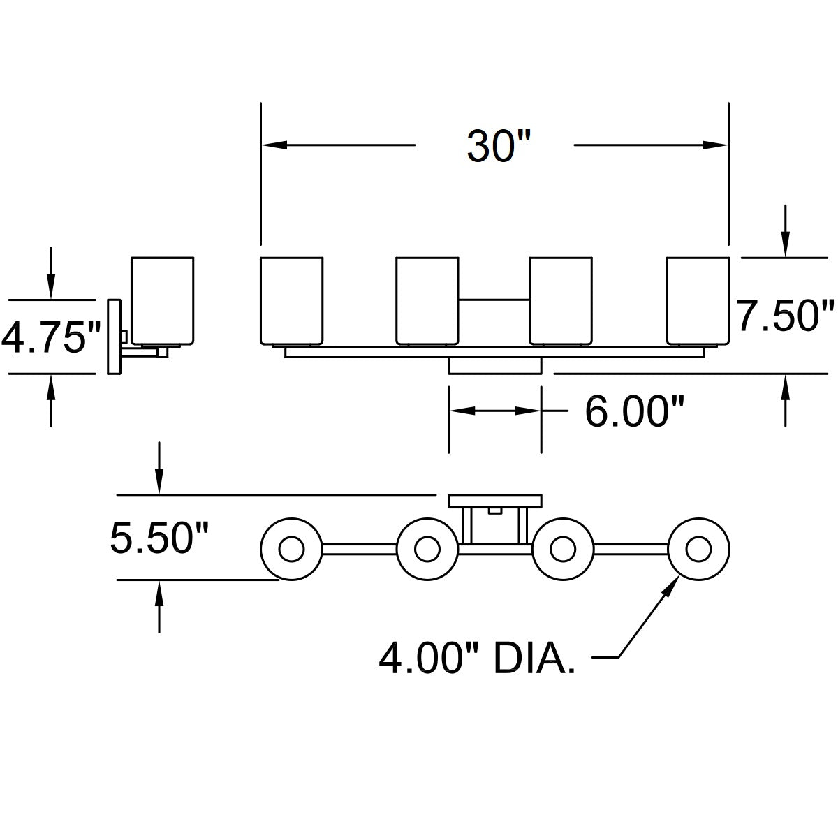 brushed steel 4 light led vanity