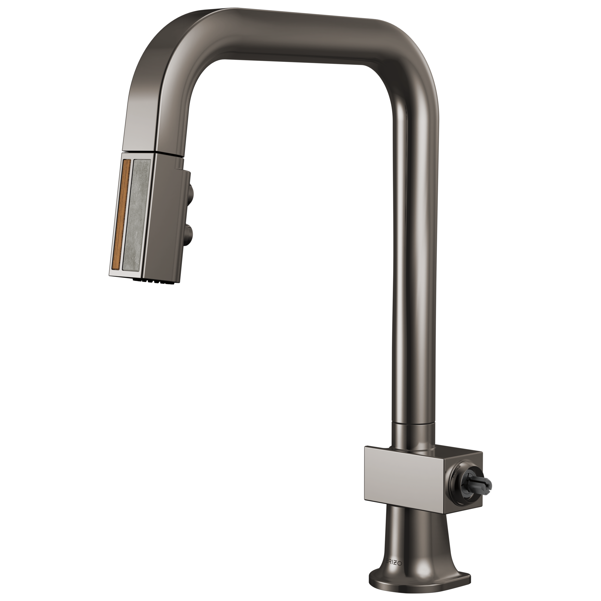 Brizo Frank Lloyd Wright Pull-Down Kitchen Faucet with Square Spout and Wood/Concrete Wand - Less Handle