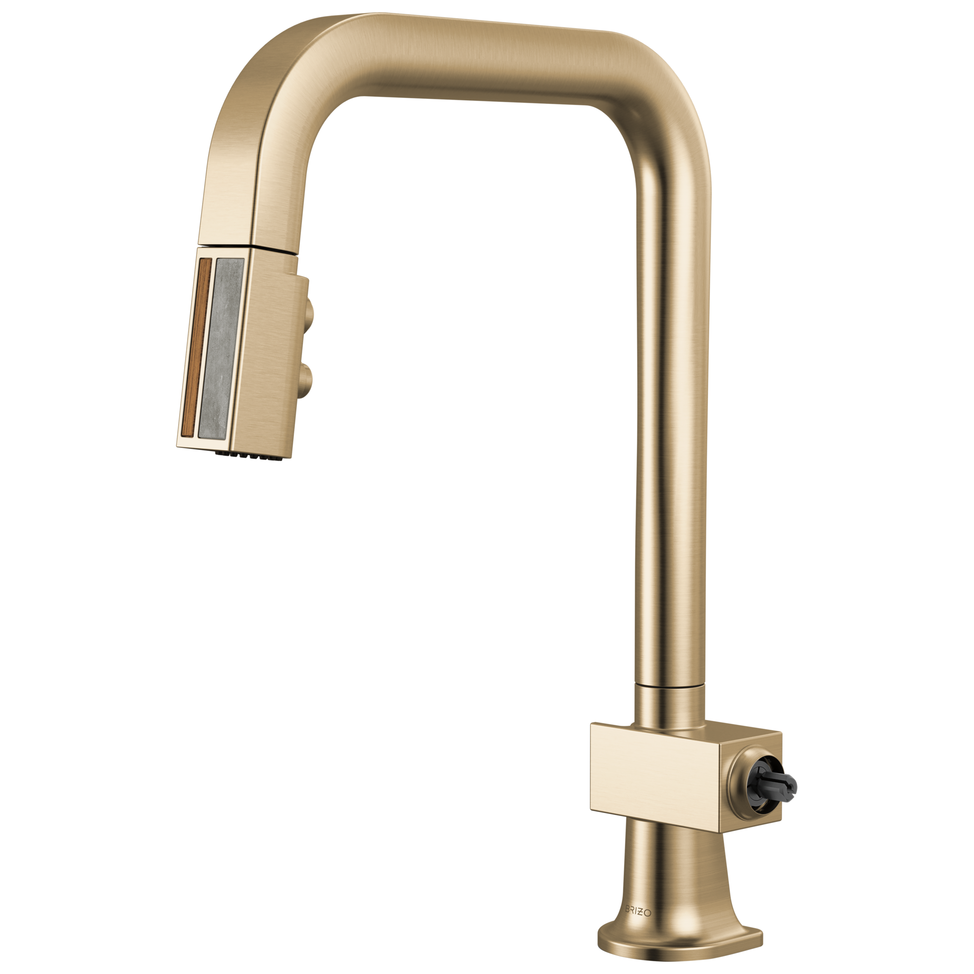 Brizo Frank Lloyd Wright Pull-Down Kitchen Faucet with Square Spout and Wood/Concrete Wand - Less Handle