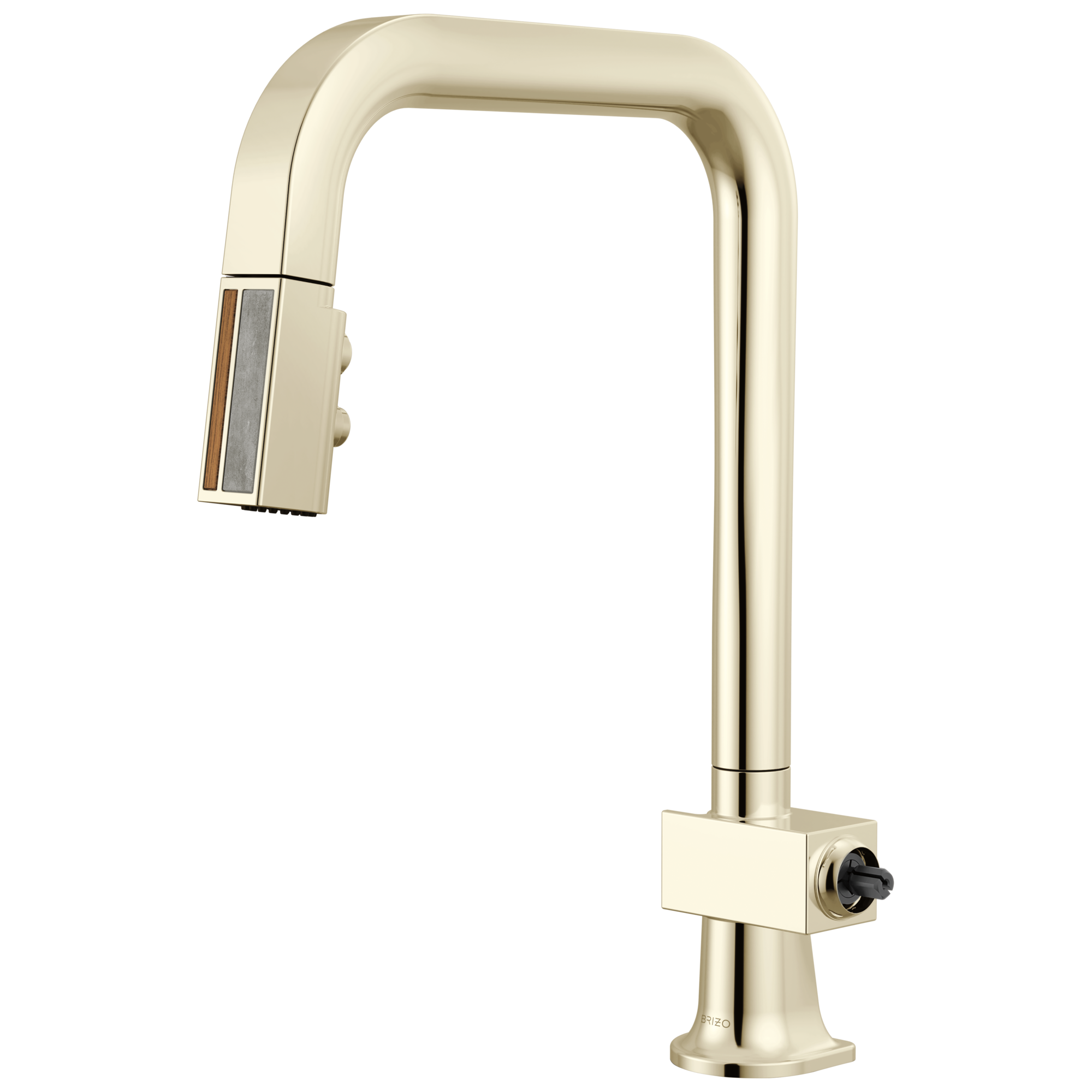 Brizo Frank Lloyd Wright Pull-Down Kitchen Faucet with Square Spout and Wood/Concrete Wand - Less Handle