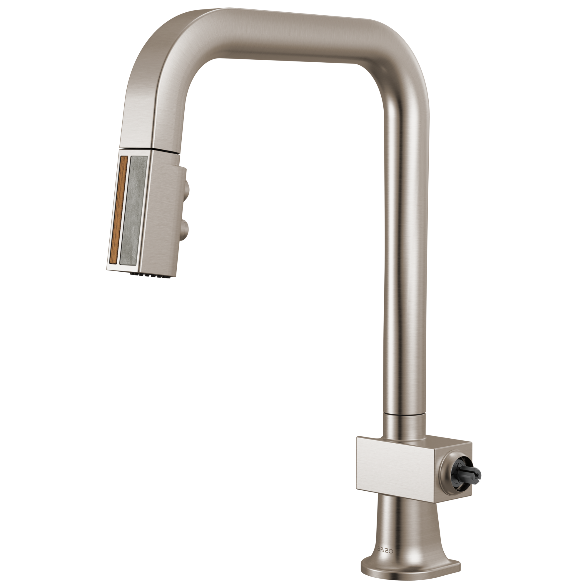 Brizo Frank Lloyd Wright Pull-Down Kitchen Faucet with Square Spout and Wood/Concrete Wand - Less Handle