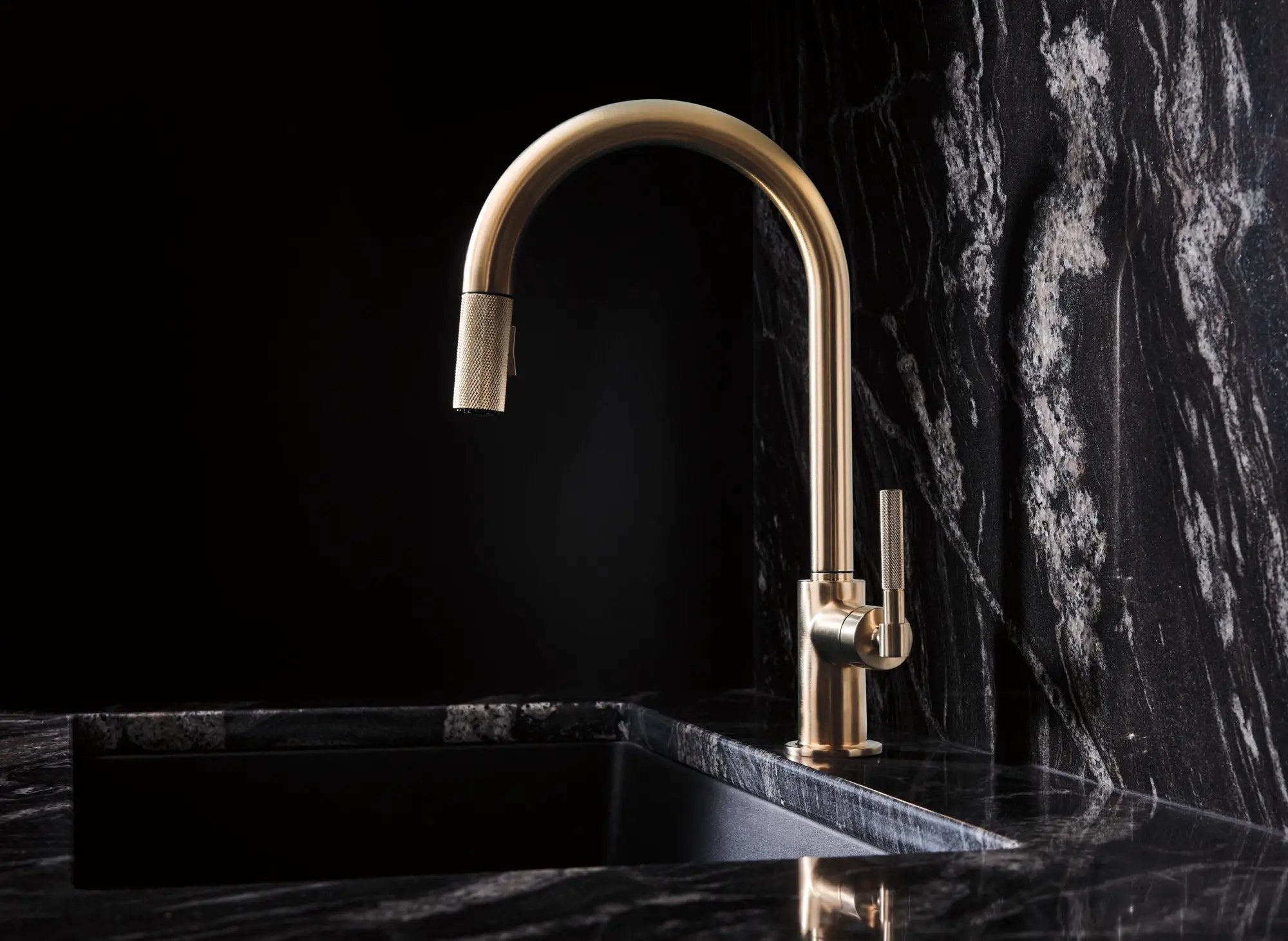 luxe gold pull-down faucet