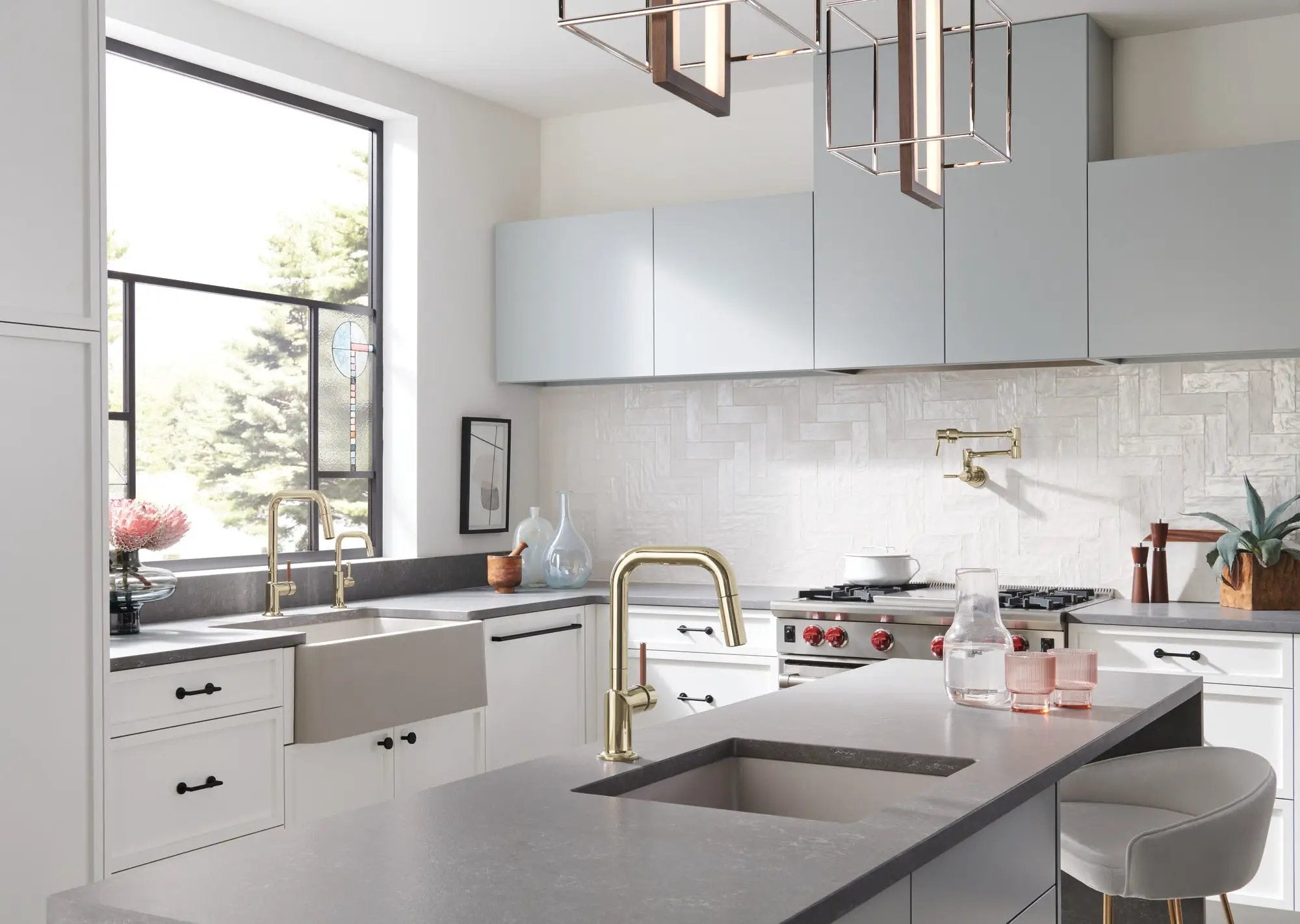 polished nickel pull-down faucet