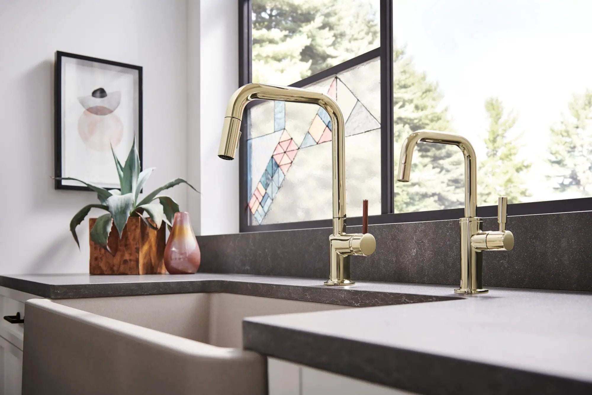 polished nickel pull-down faucet