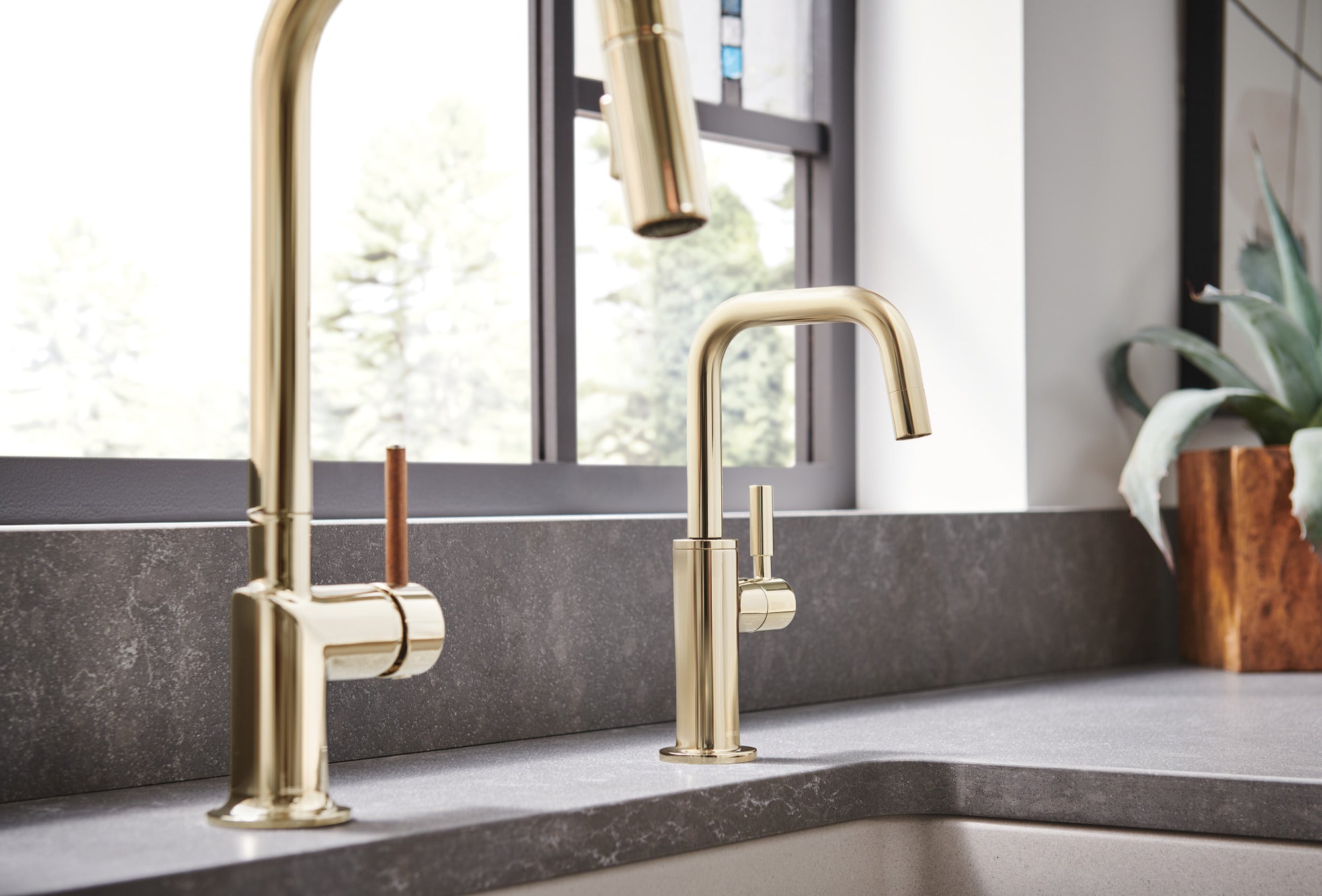 polished nickel pull-down faucet