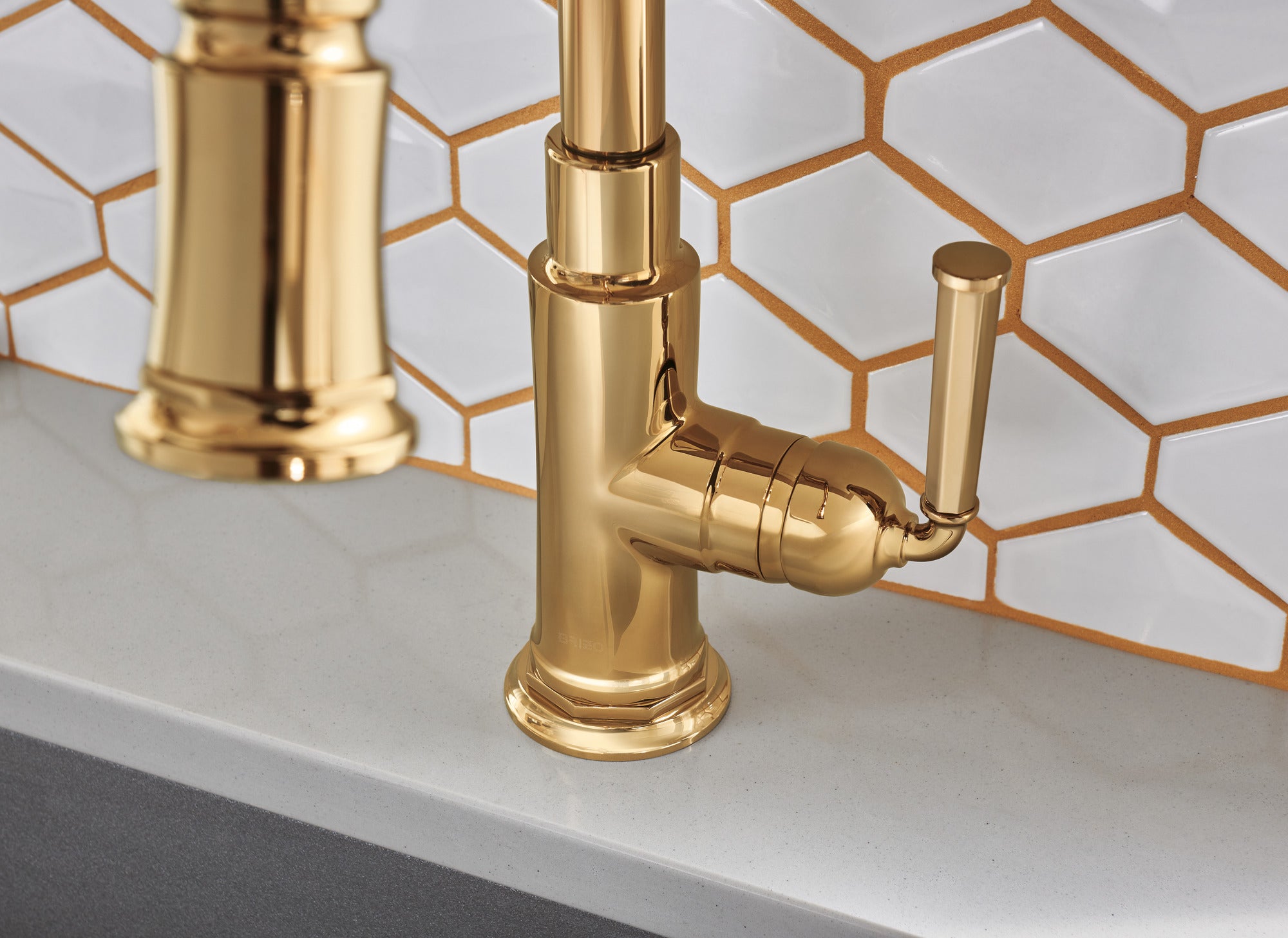 polished gold pull-down faucet