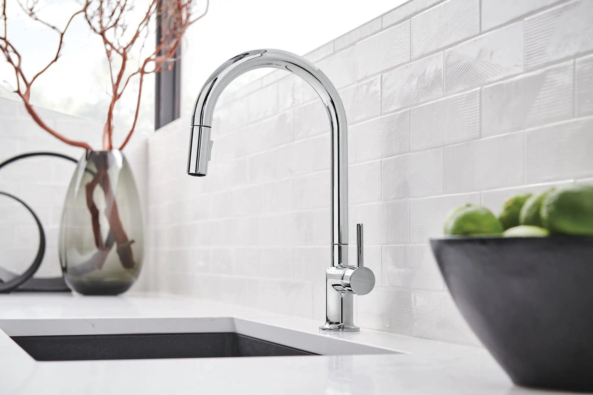 chrome pull-down faucet