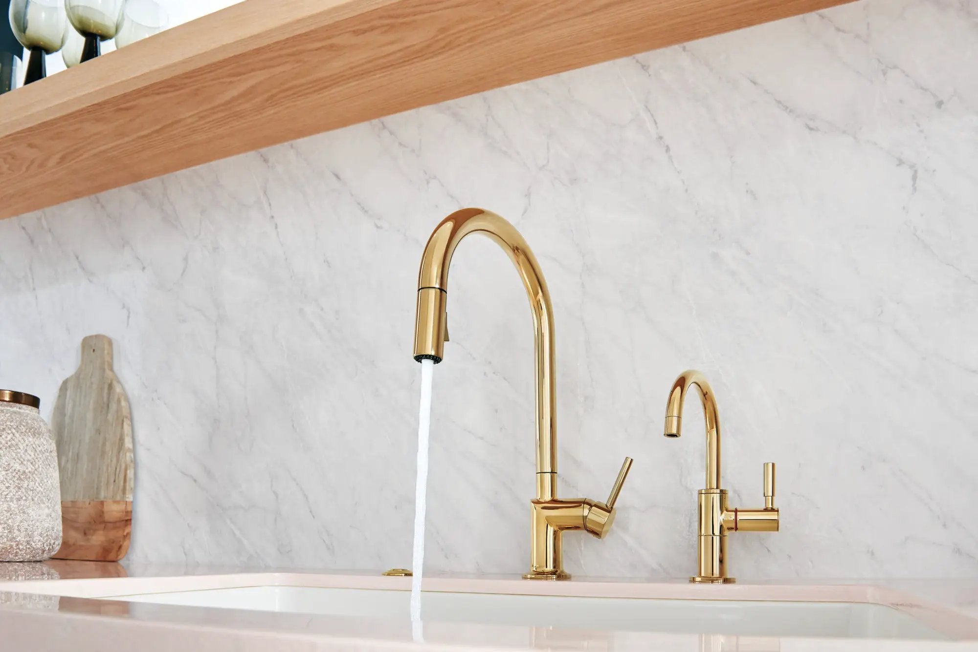 polished gold hot faucet