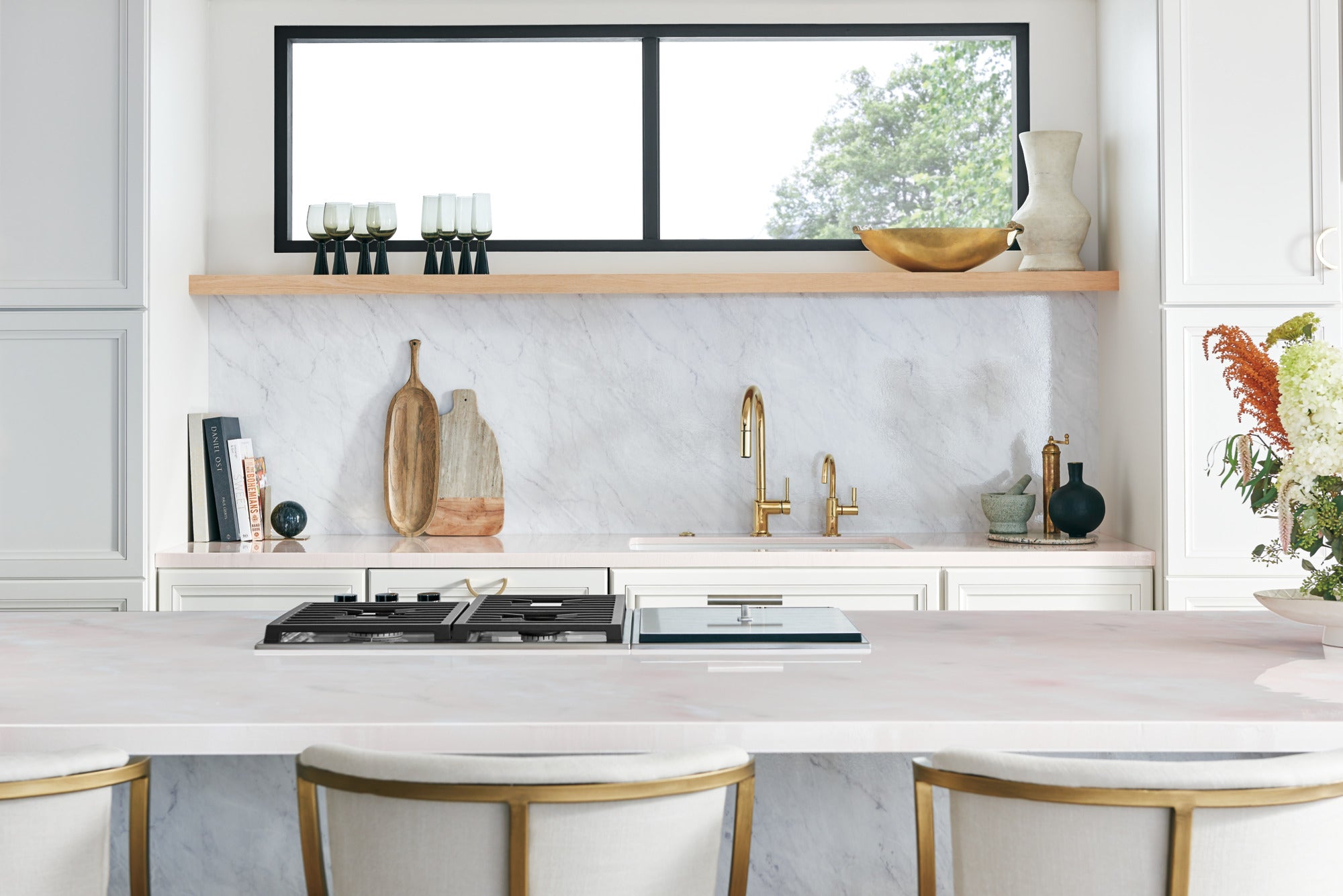 polished gold pull-down faucet