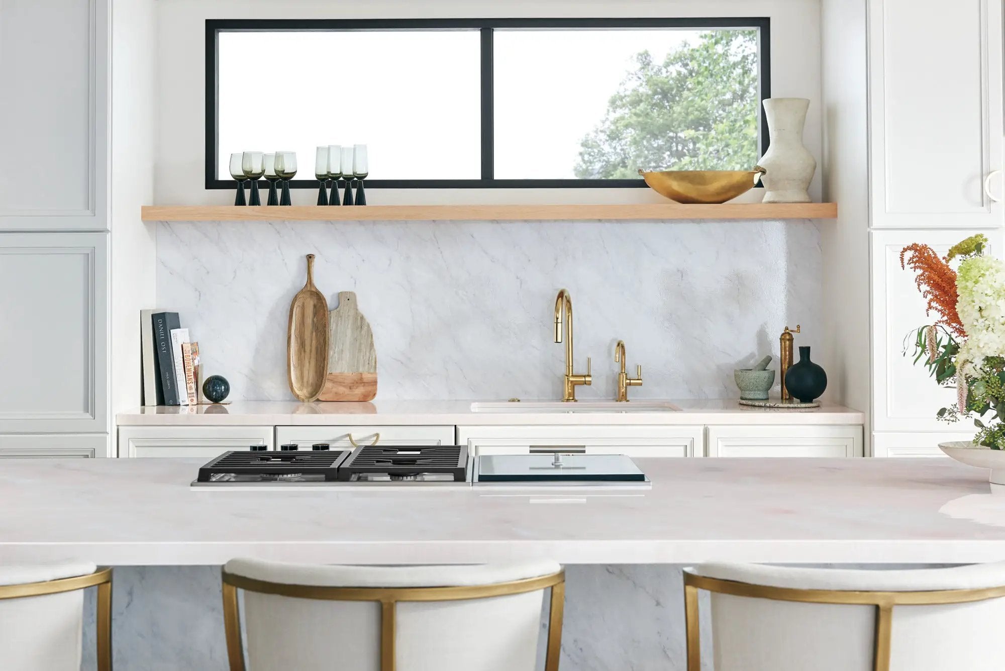 polished gold pull-down faucet