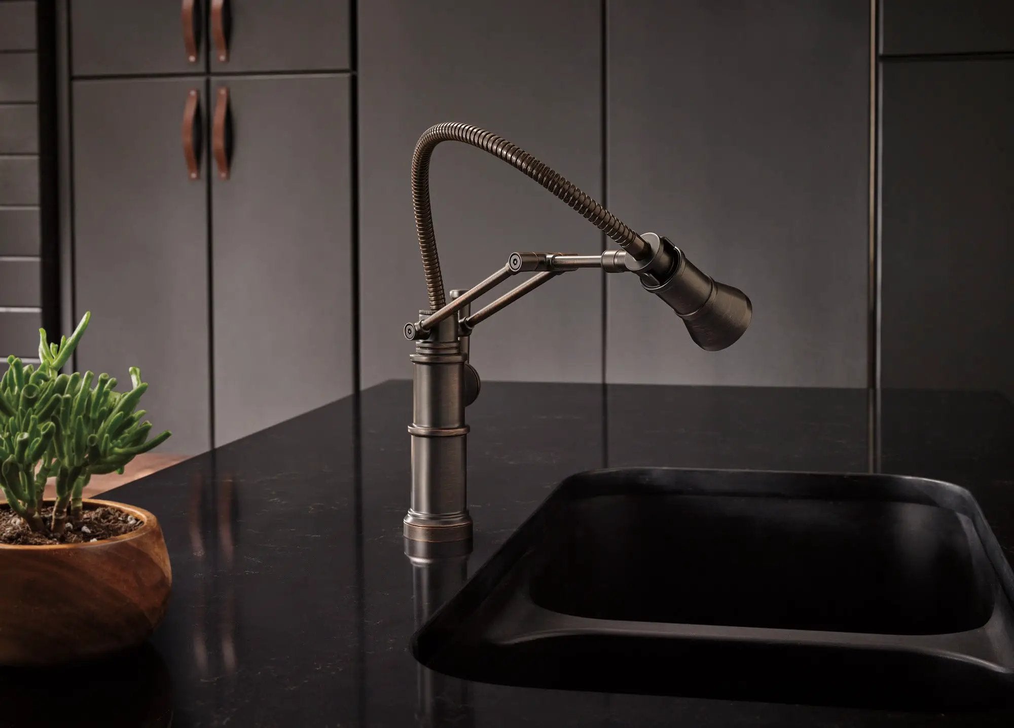 venetian bronze articulating faucet