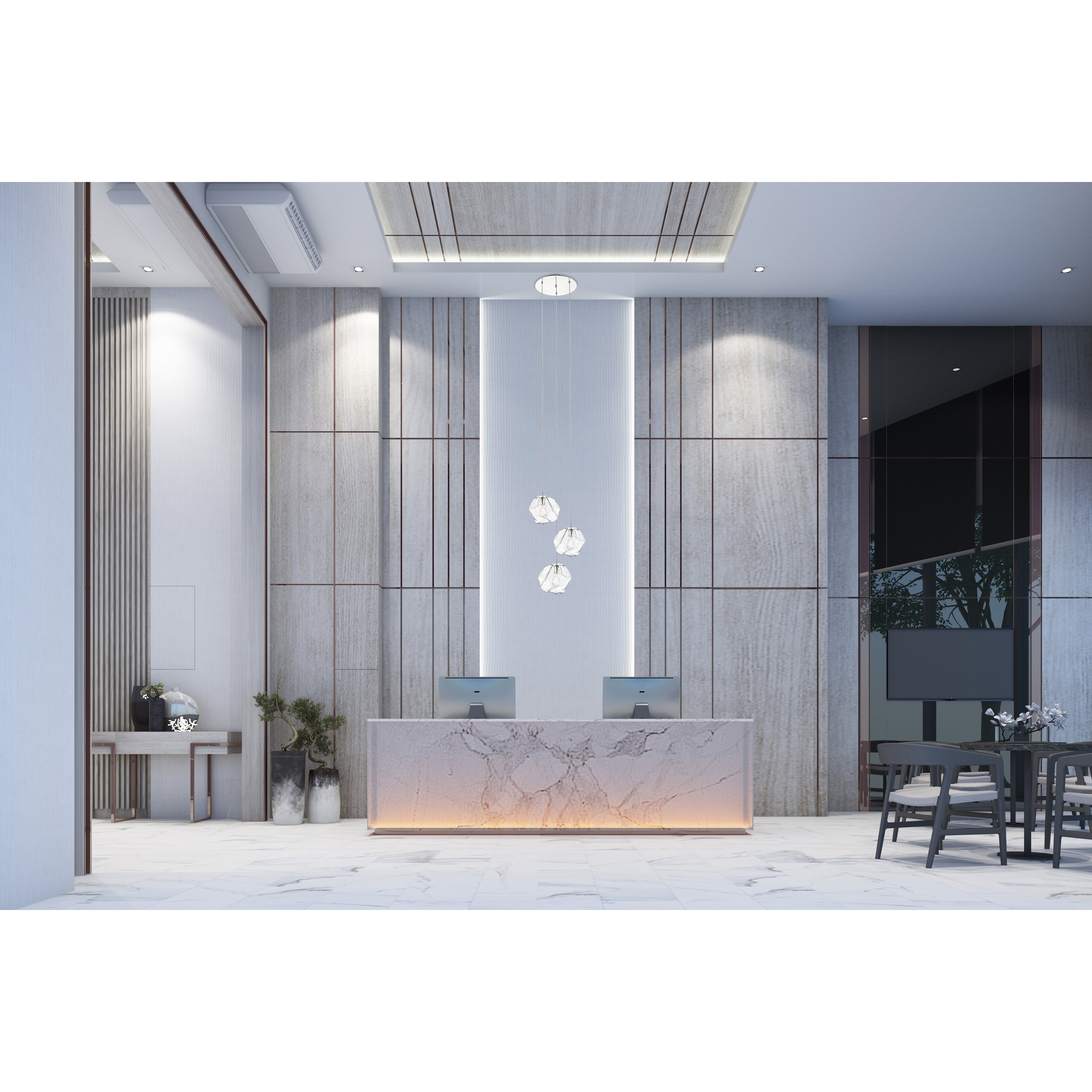 mirrored stainless steel led pendant