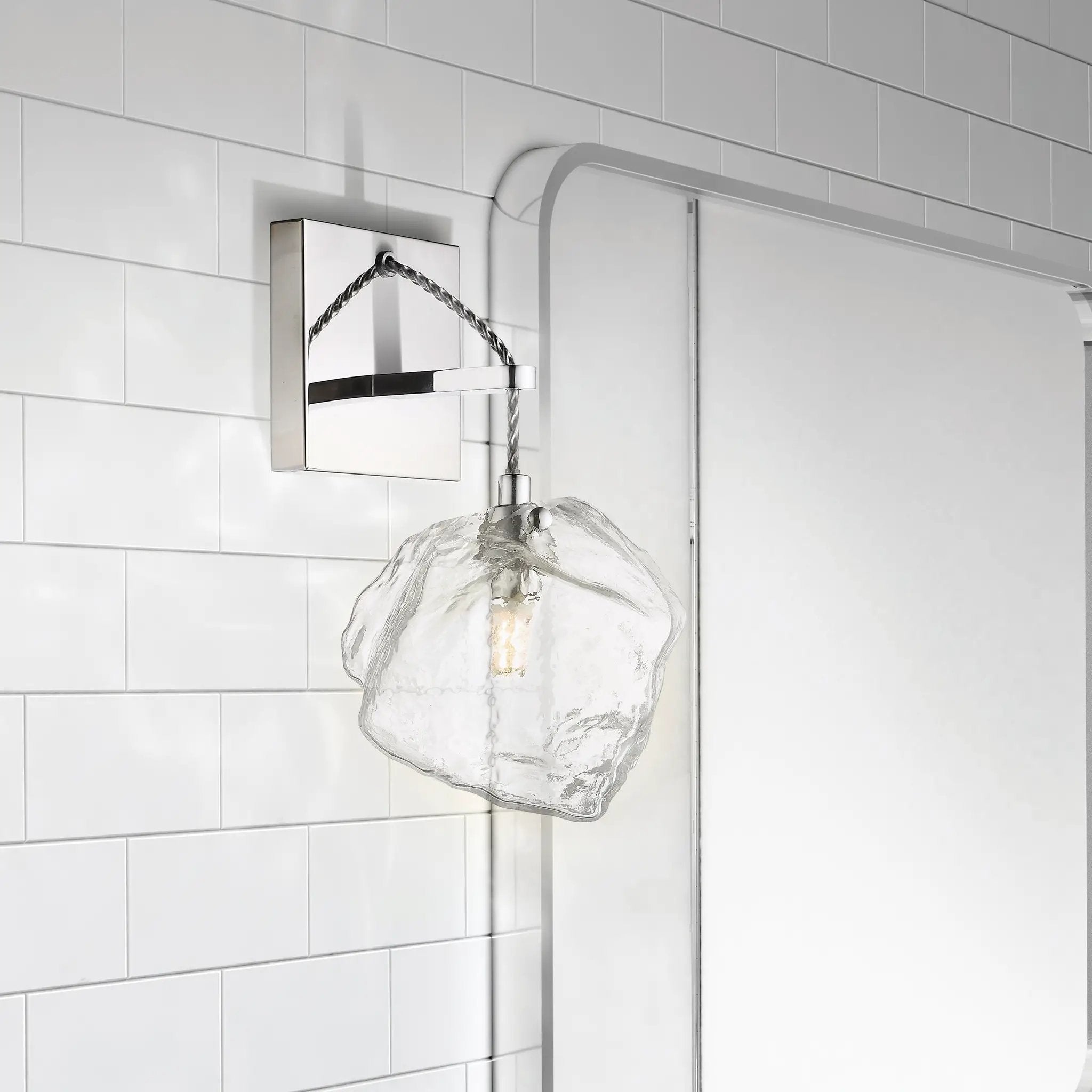 mirrored stainless steel 1 light led wall sconce & vanity