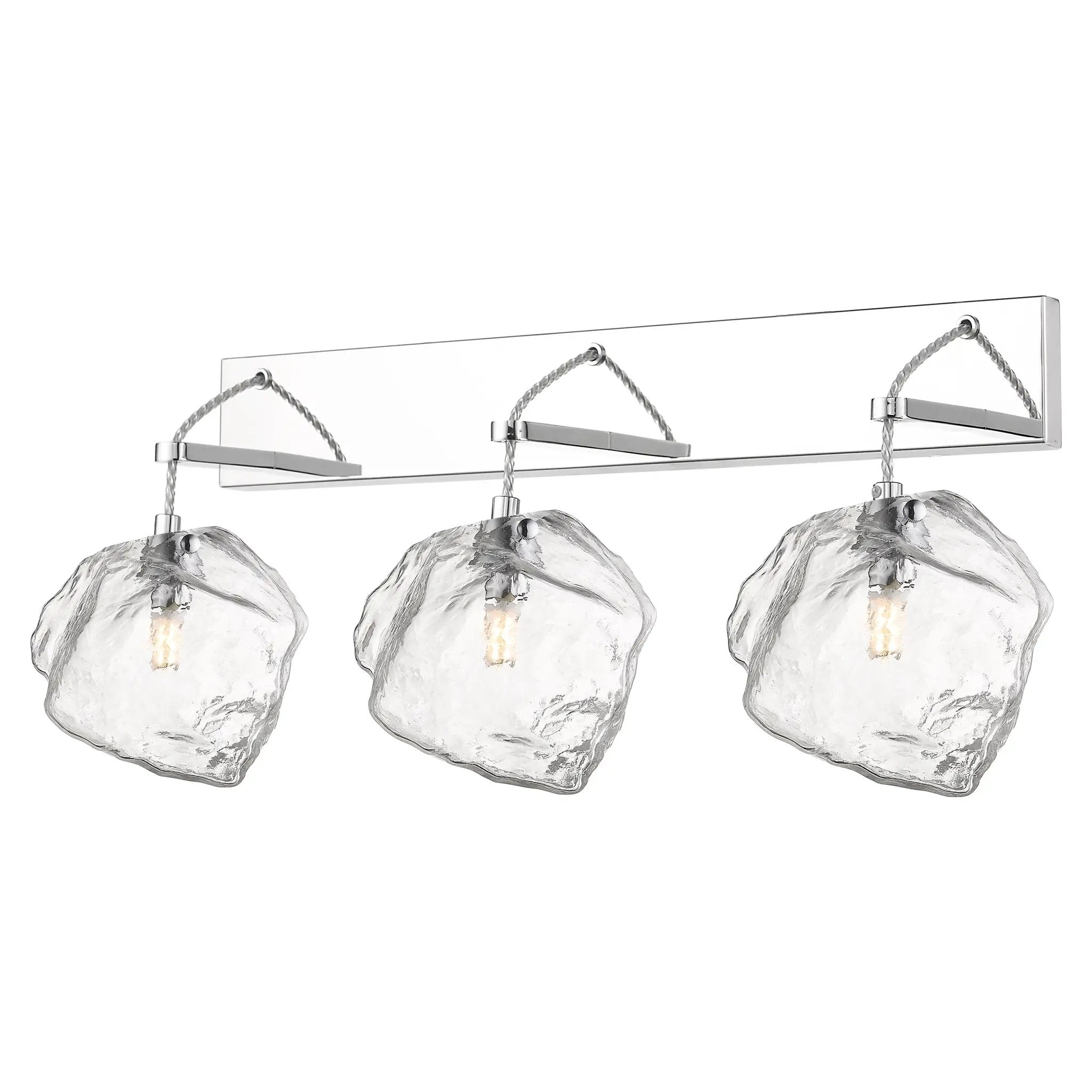 mirrored stainless steel 3 light led vanity