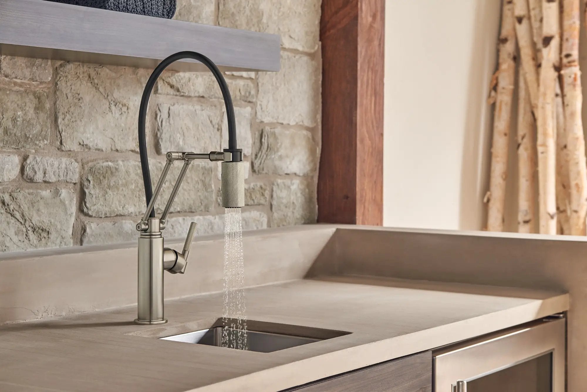 stainless articulating faucet