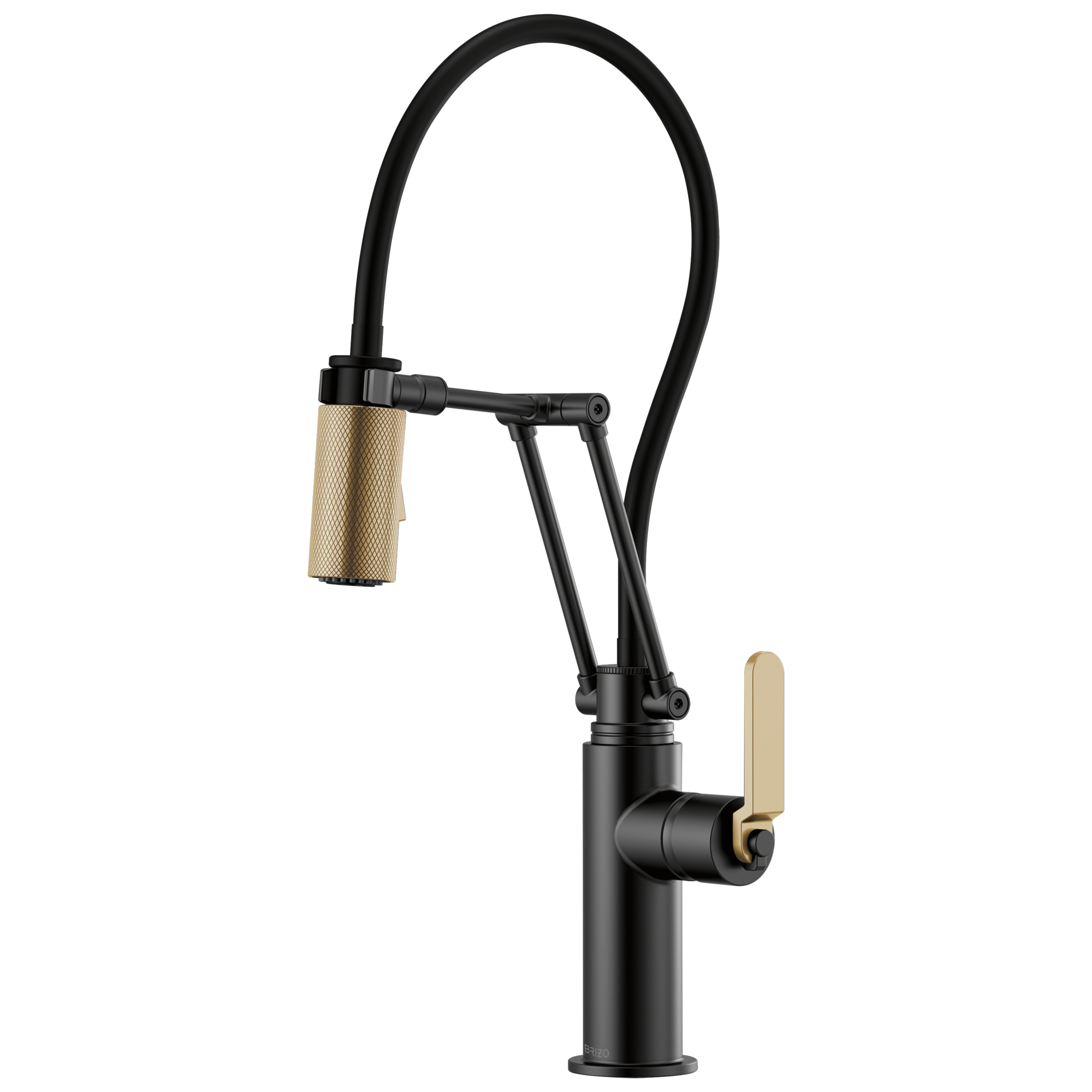 matte black / luxe gold articulating faucet