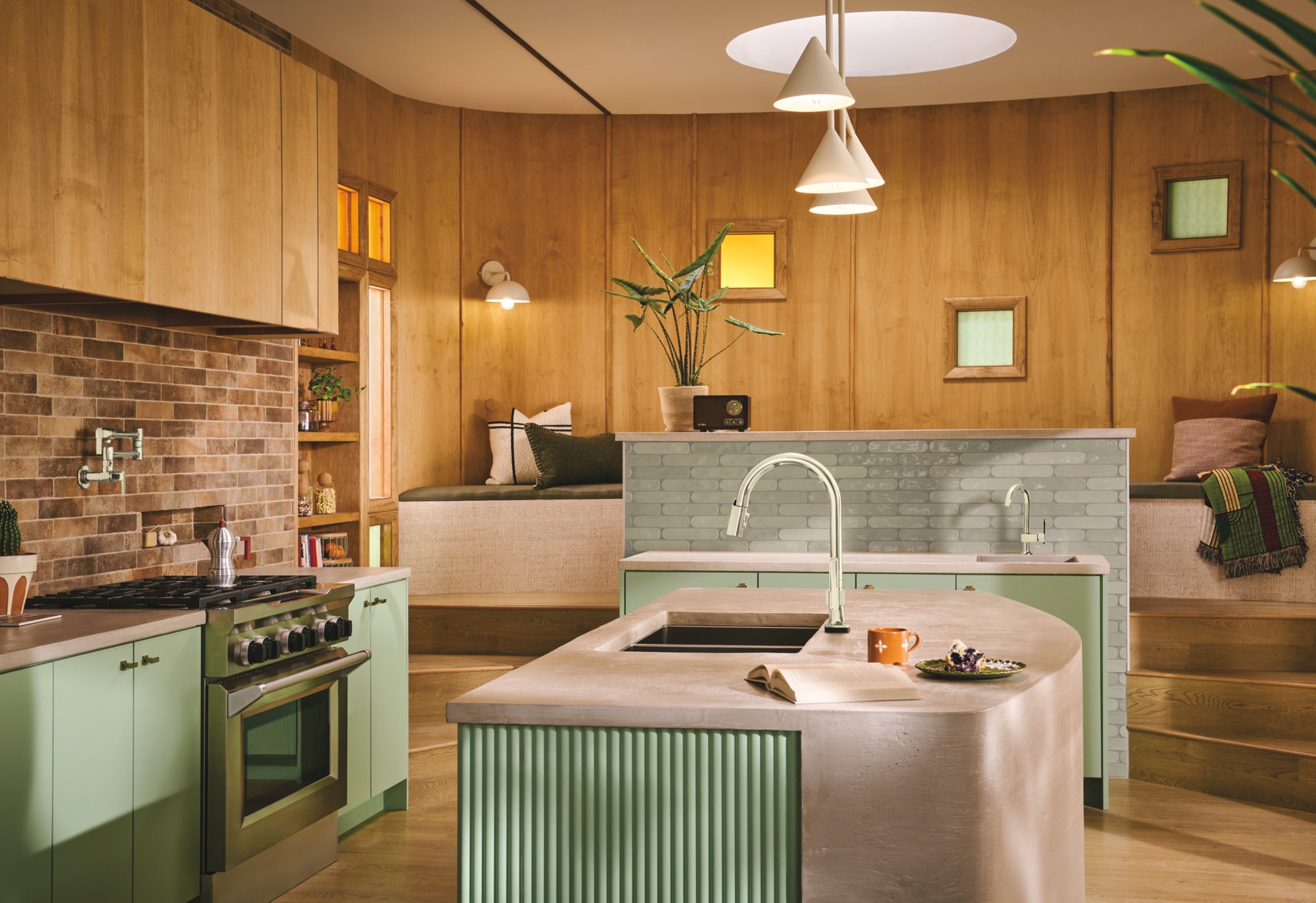 polished nickel kitchen faucet