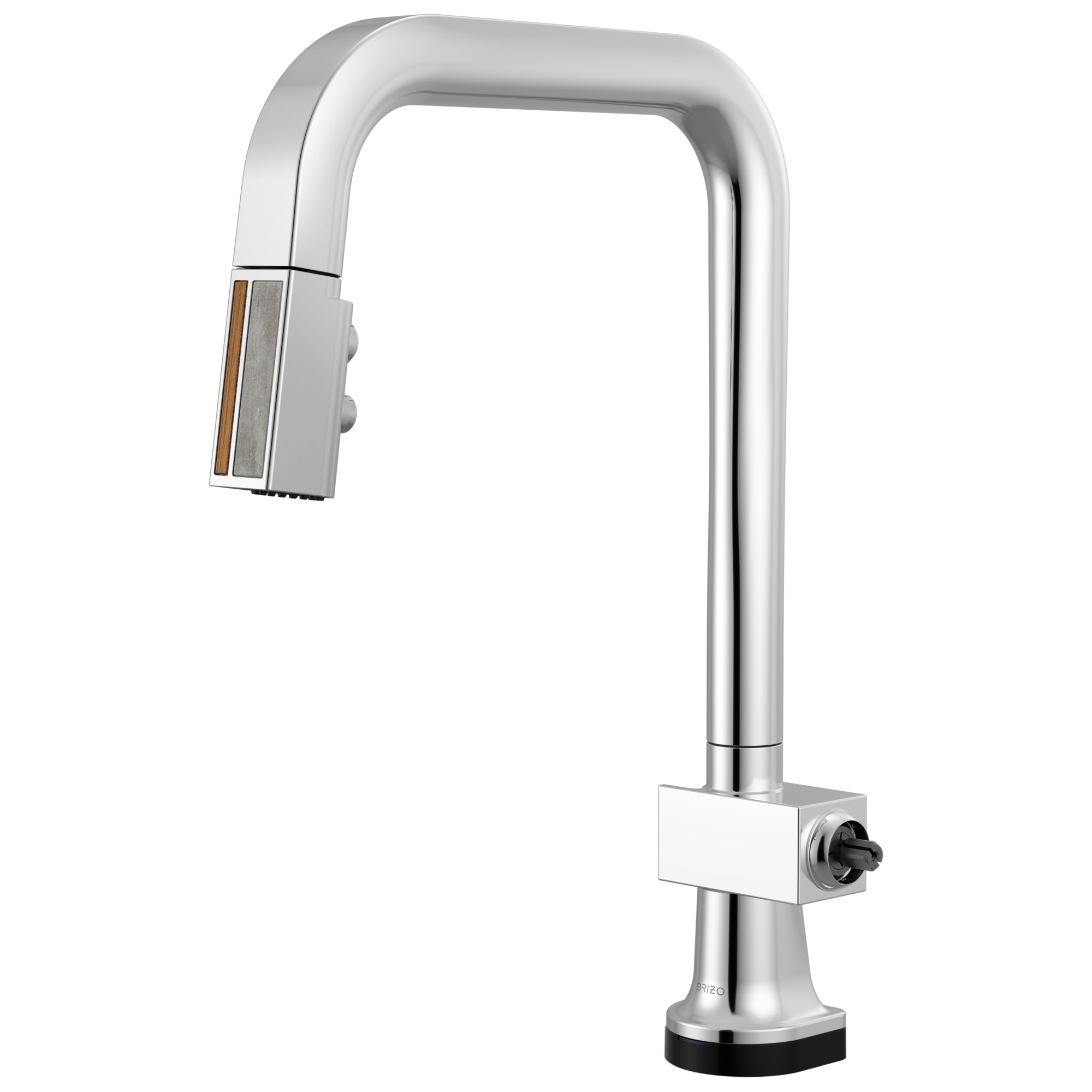 polished chrome/teak wood kitchen faucet