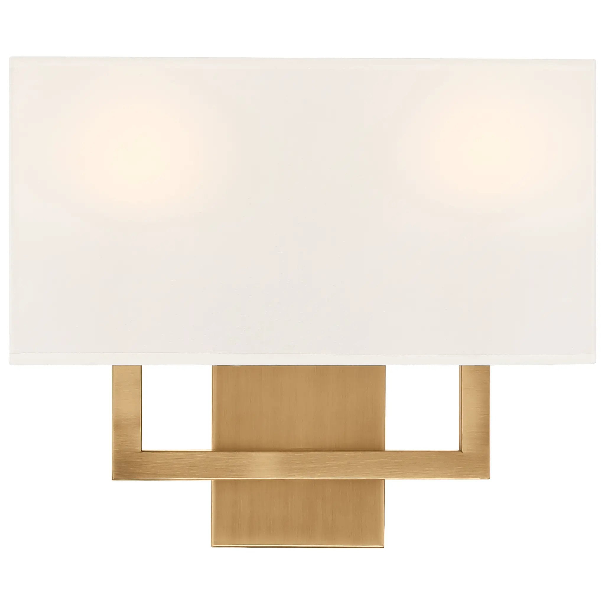 antique brushed brass 2 light led wall sconce