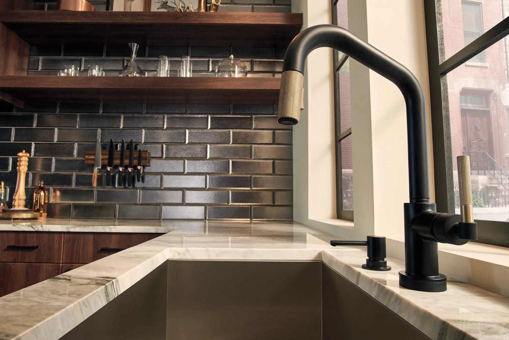 matte black / luxe gold kitchen faucet