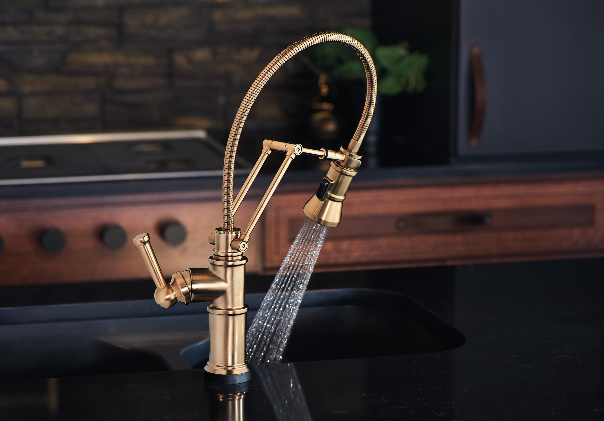 luxe gold articulating faucet