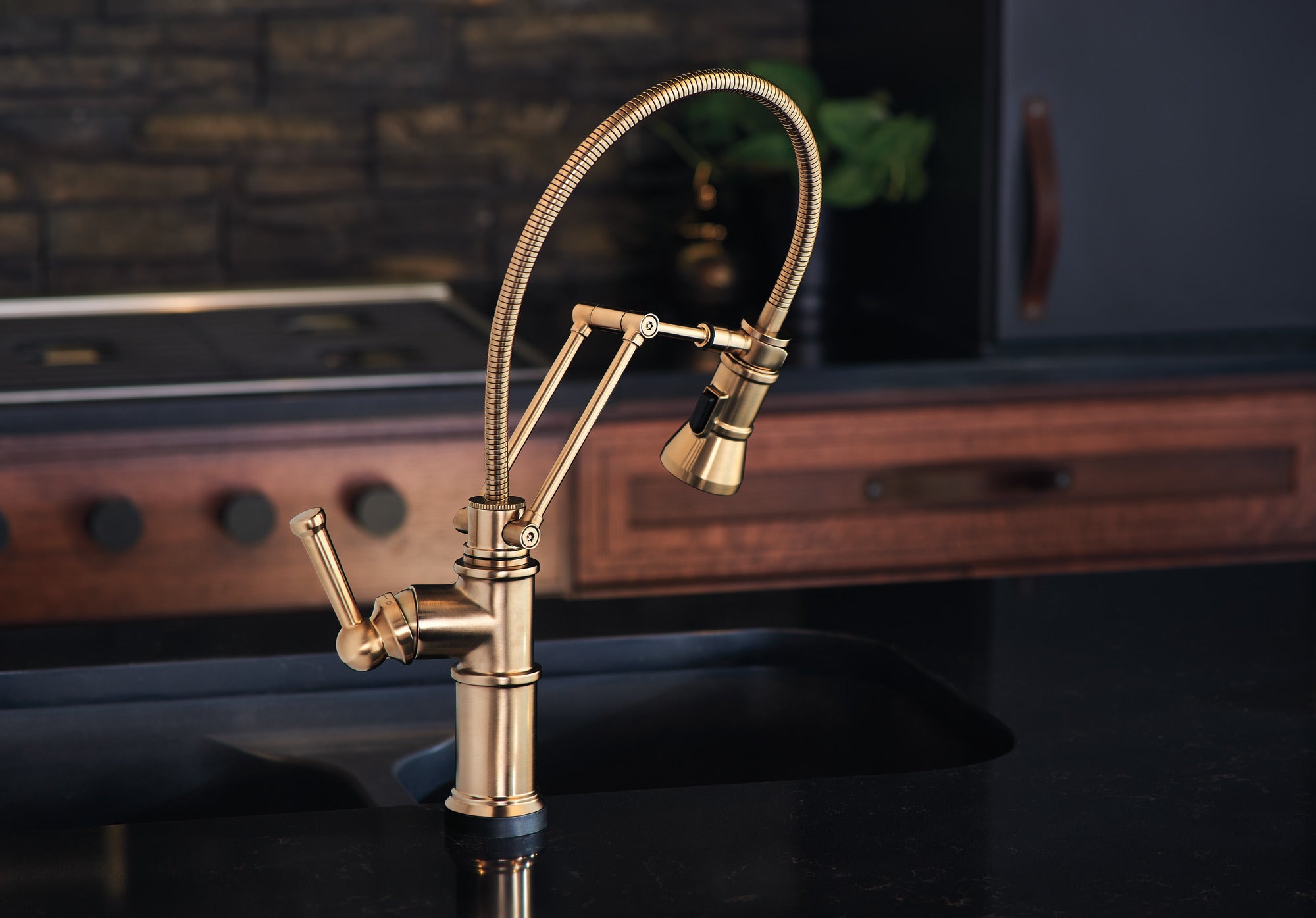 luxe gold articulating faucet