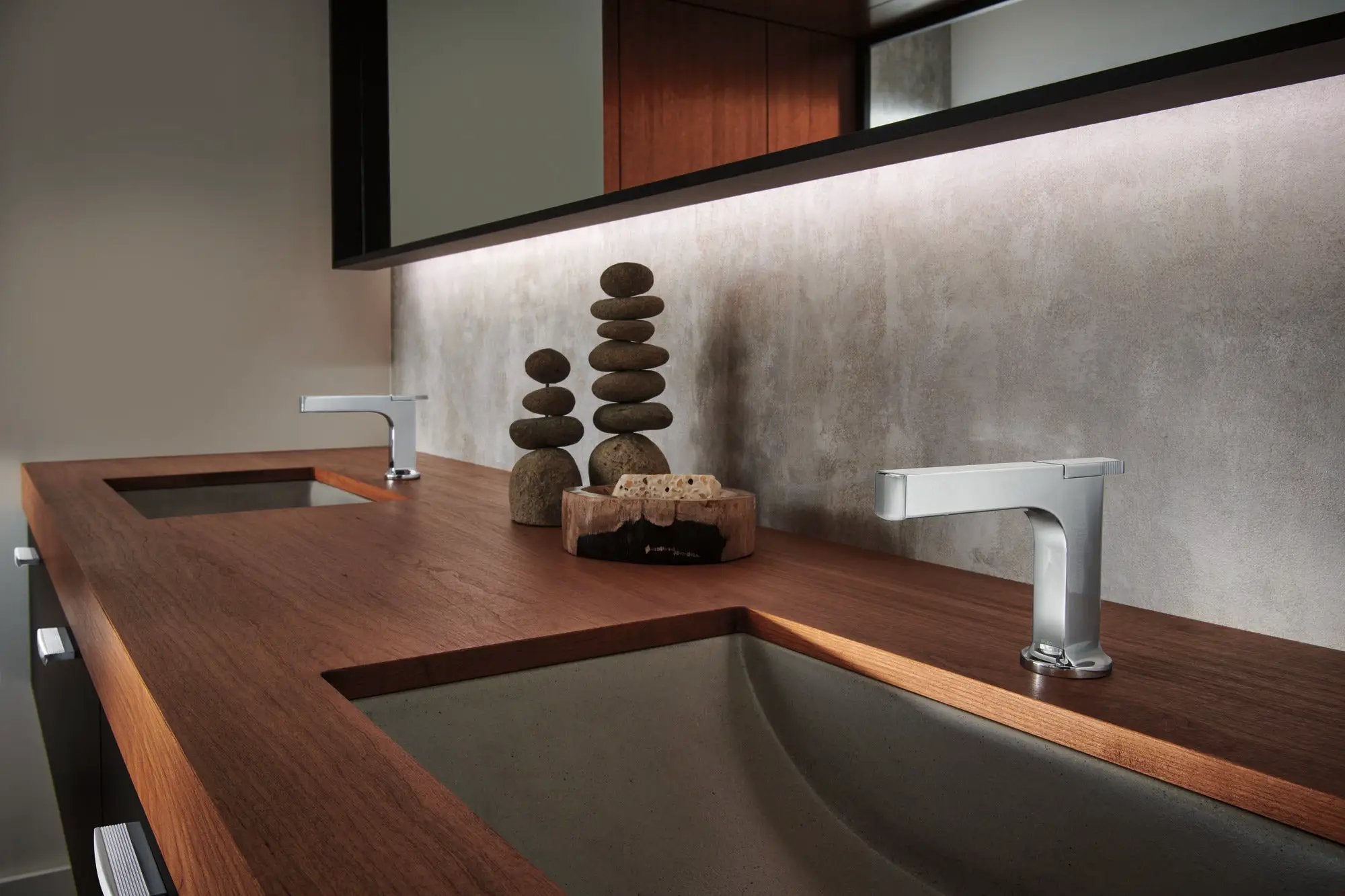 chrome lavatory faucet