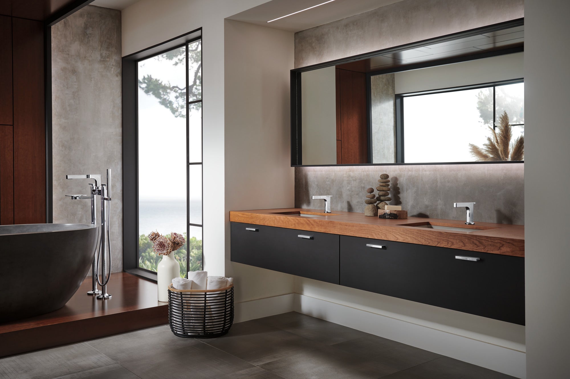 chrome lavatory faucet