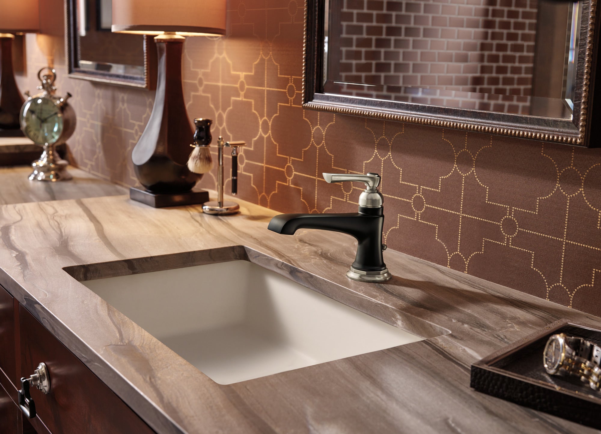 luxe nickel /matte black lavatory faucet