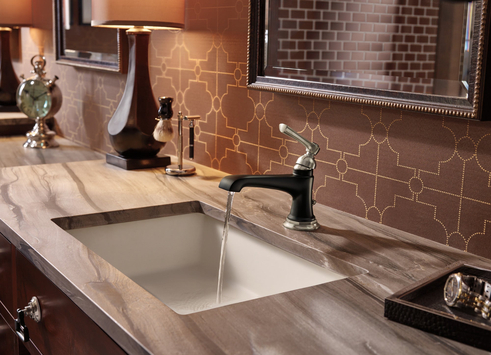 luxe nickel /matte black lavatory faucet