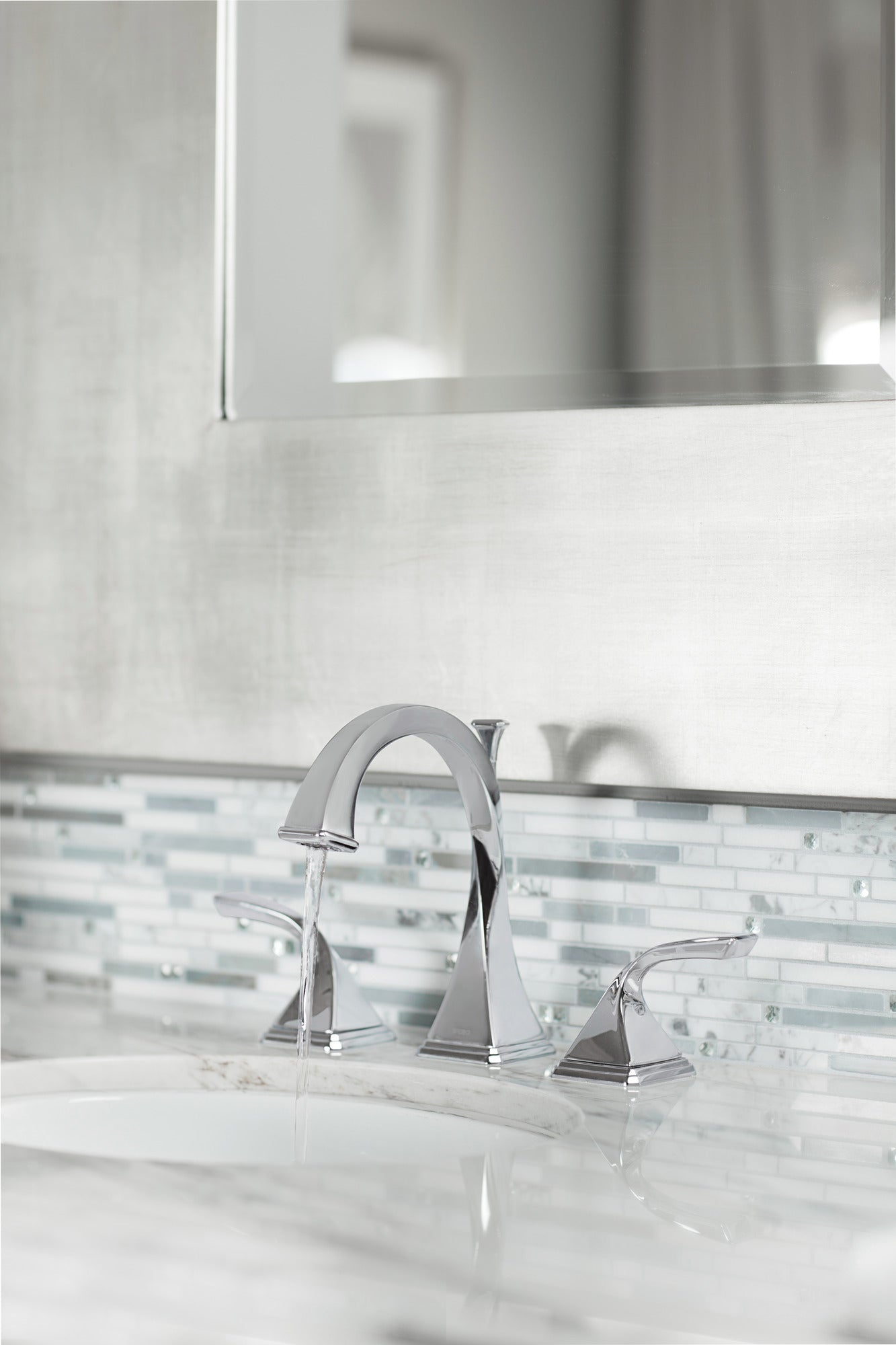 chrome lavatory faucet