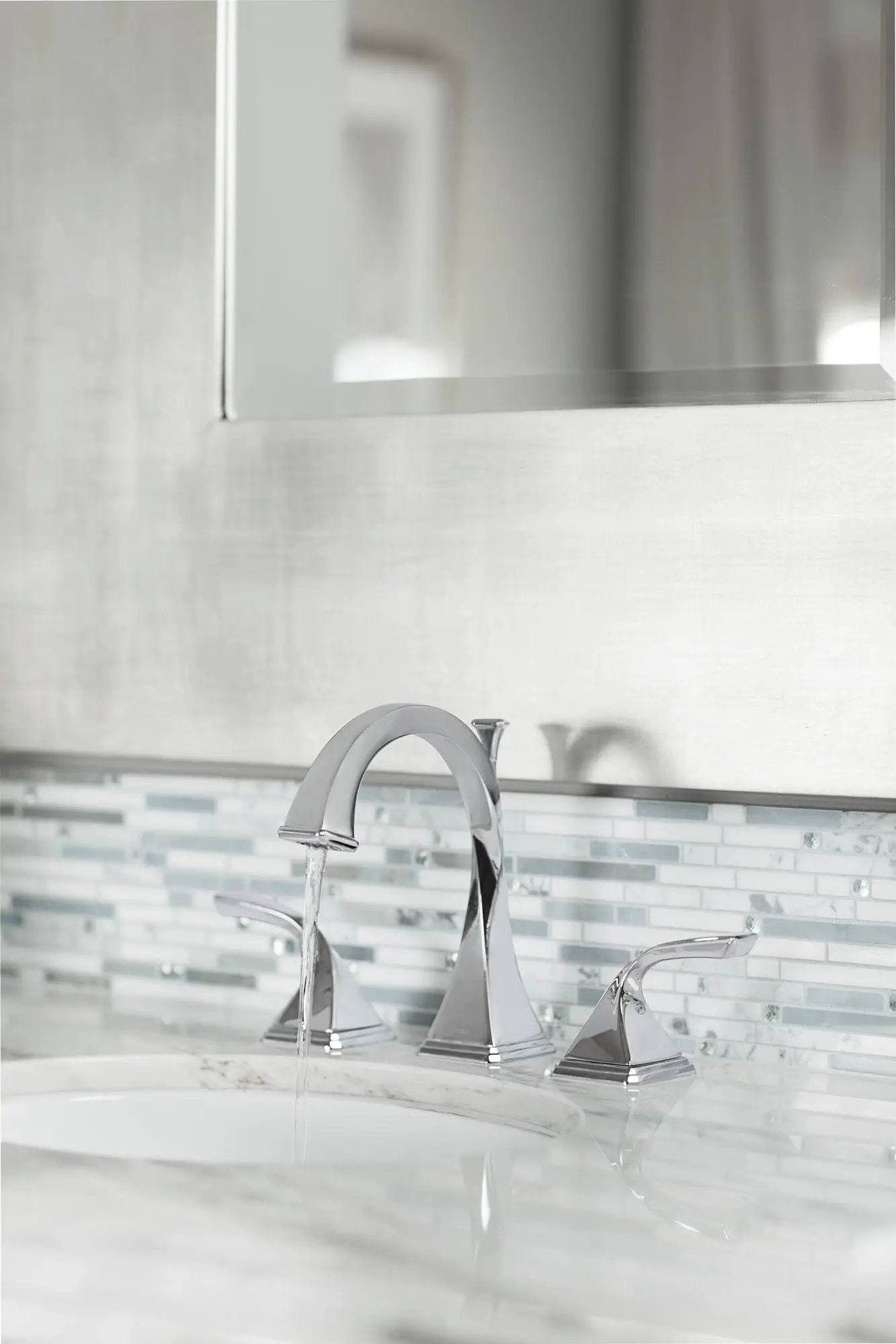 chrome lavatory faucet