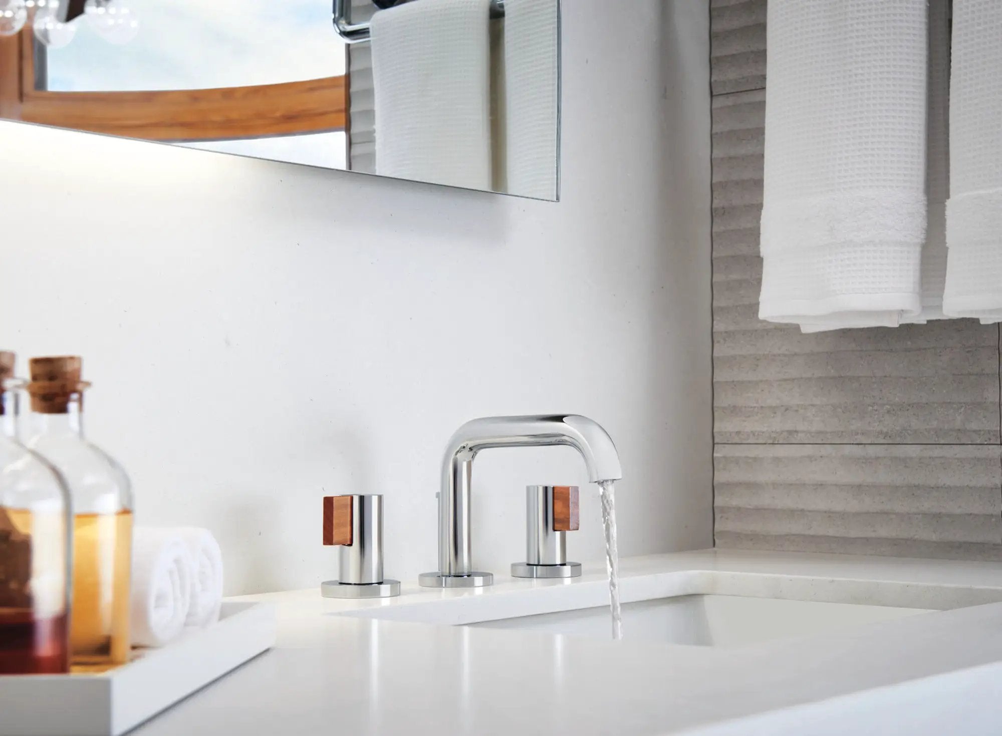 chrome lavatory faucet