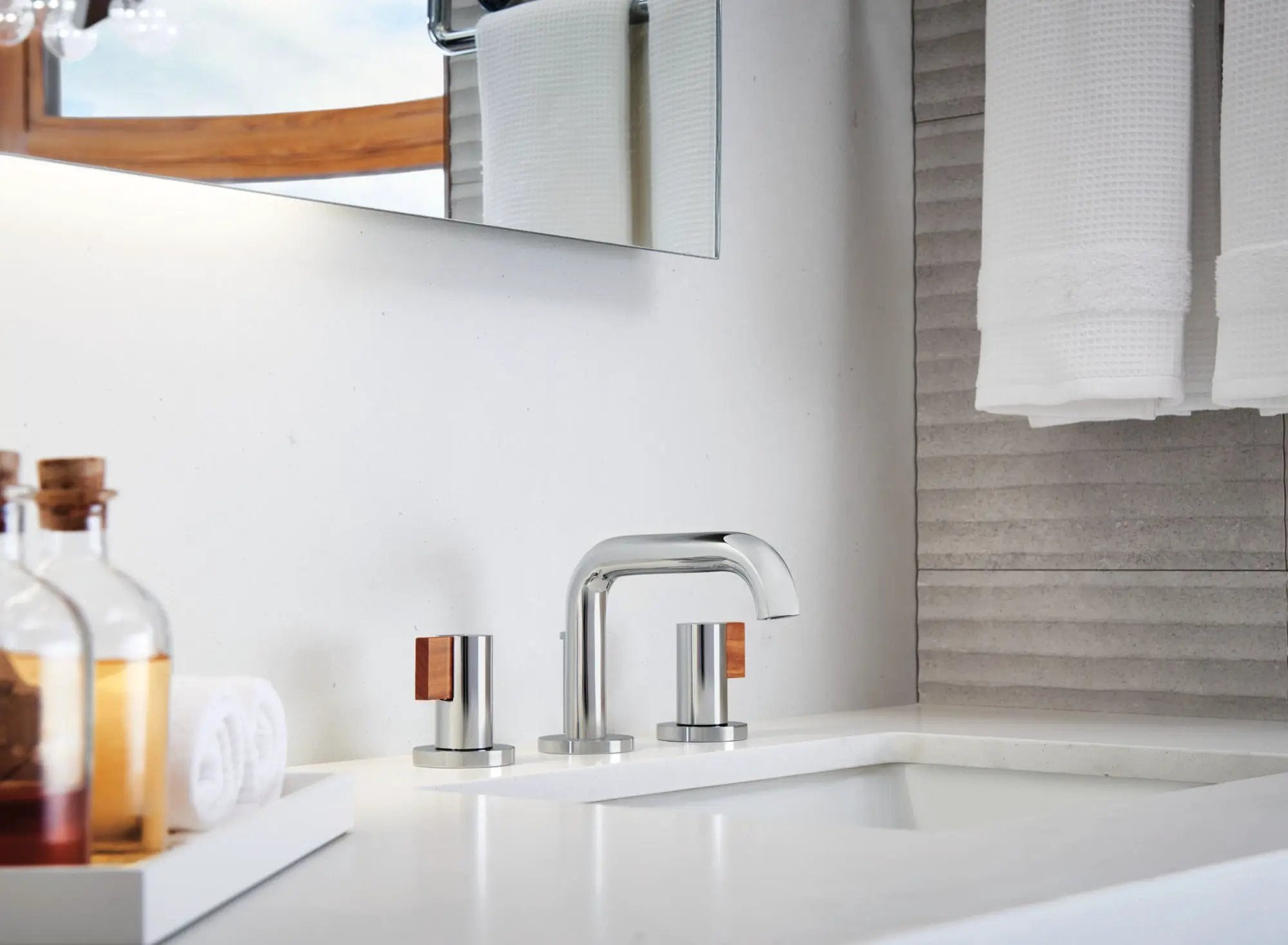 chrome lavatory faucet