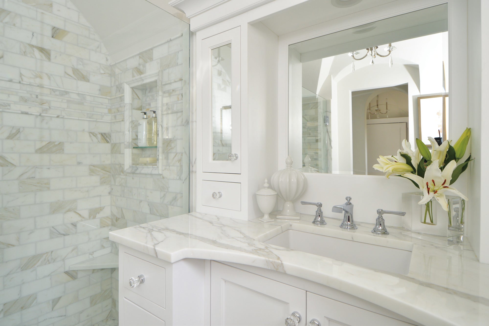 chrome lavatory faucet