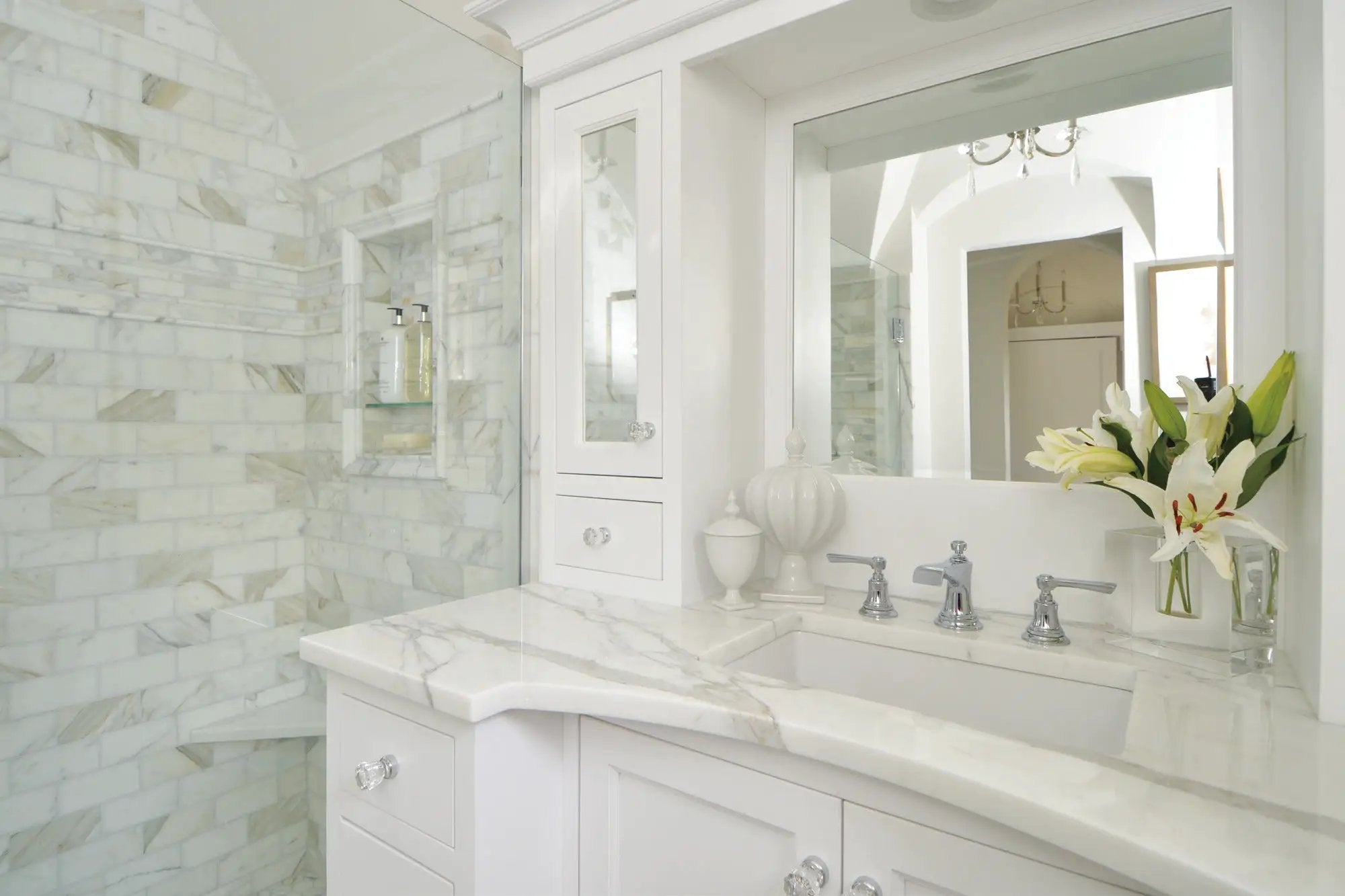 chrome lavatory faucet