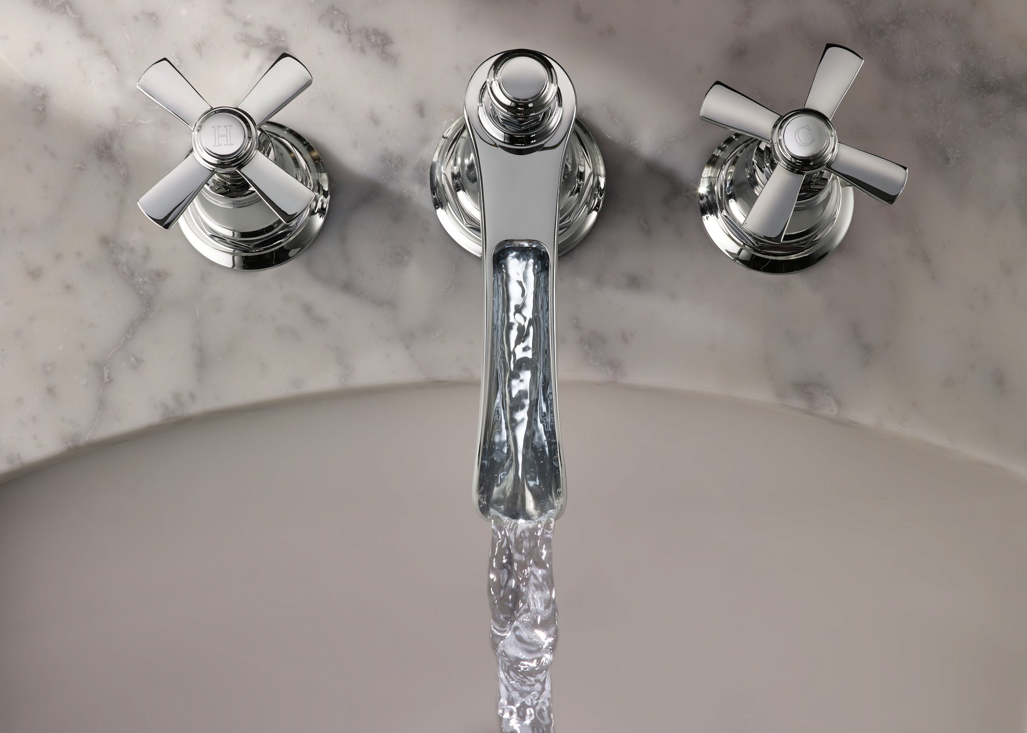 chrome lavatory faucet