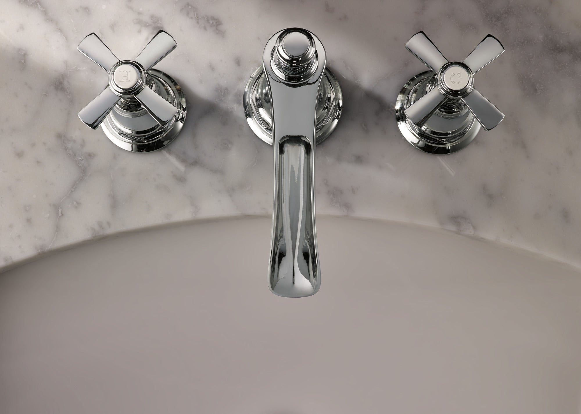 chrome lavatory faucet