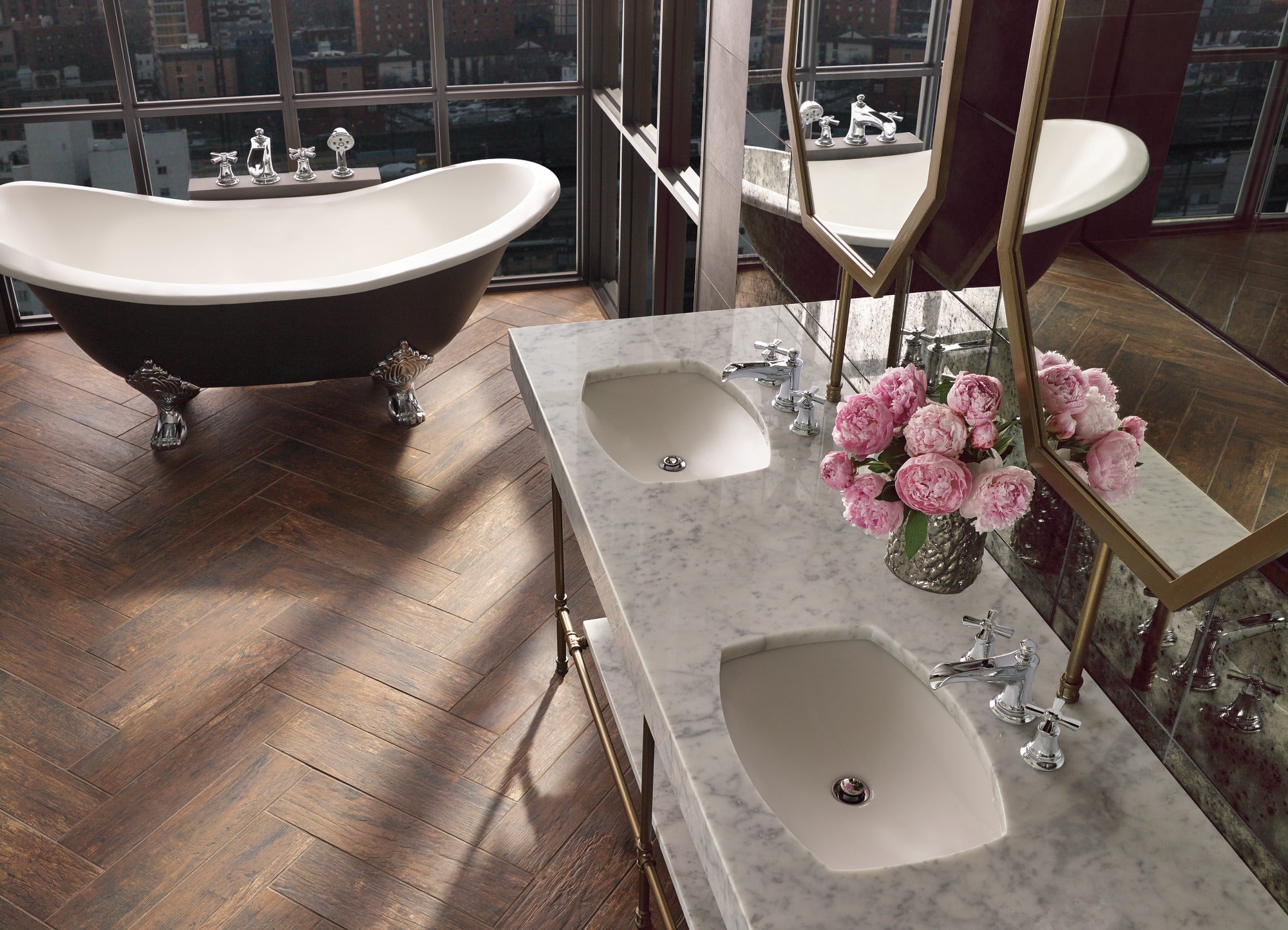 chrome lavatory faucet